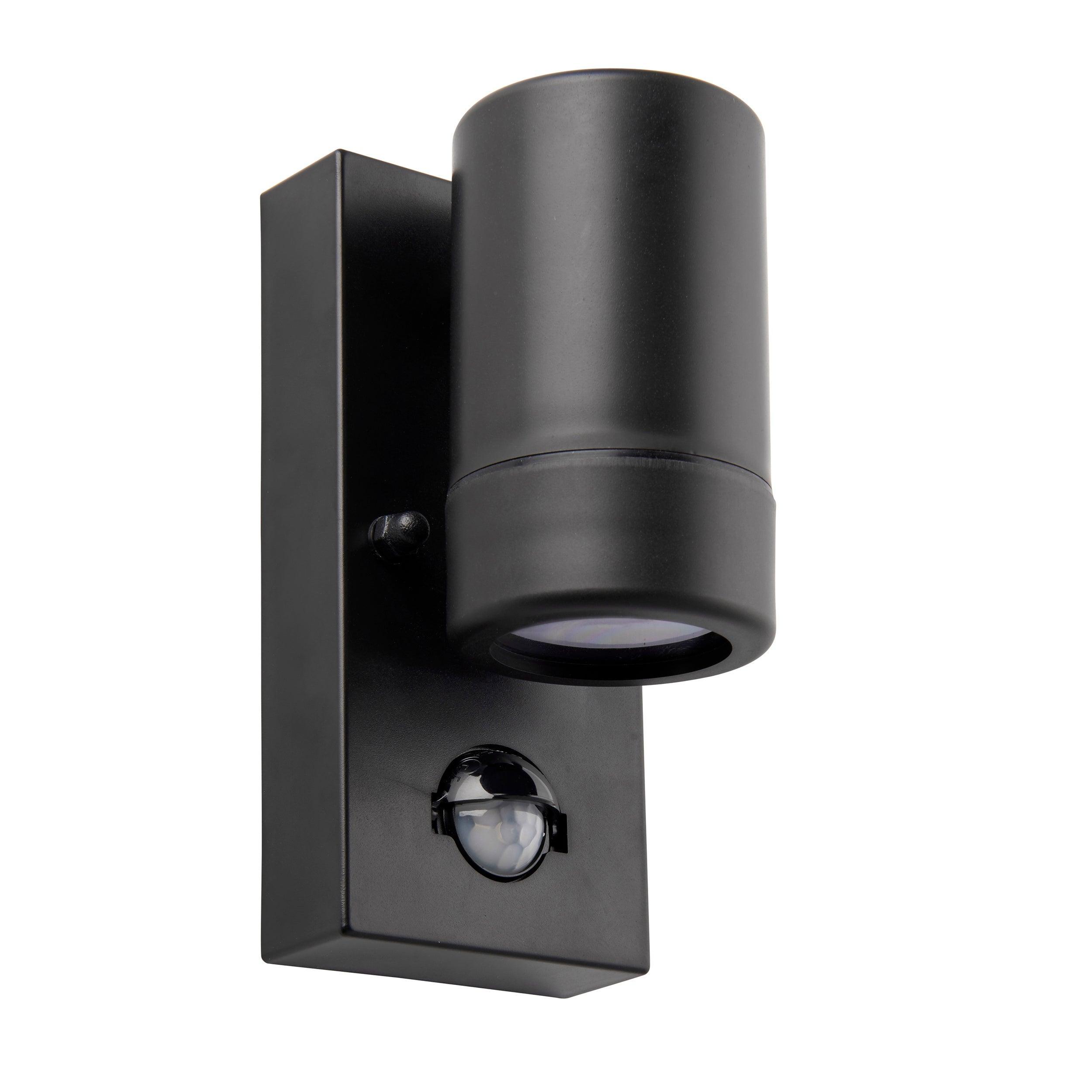 icarus pir black outdoor wall light ip44 7wby saxby lighting