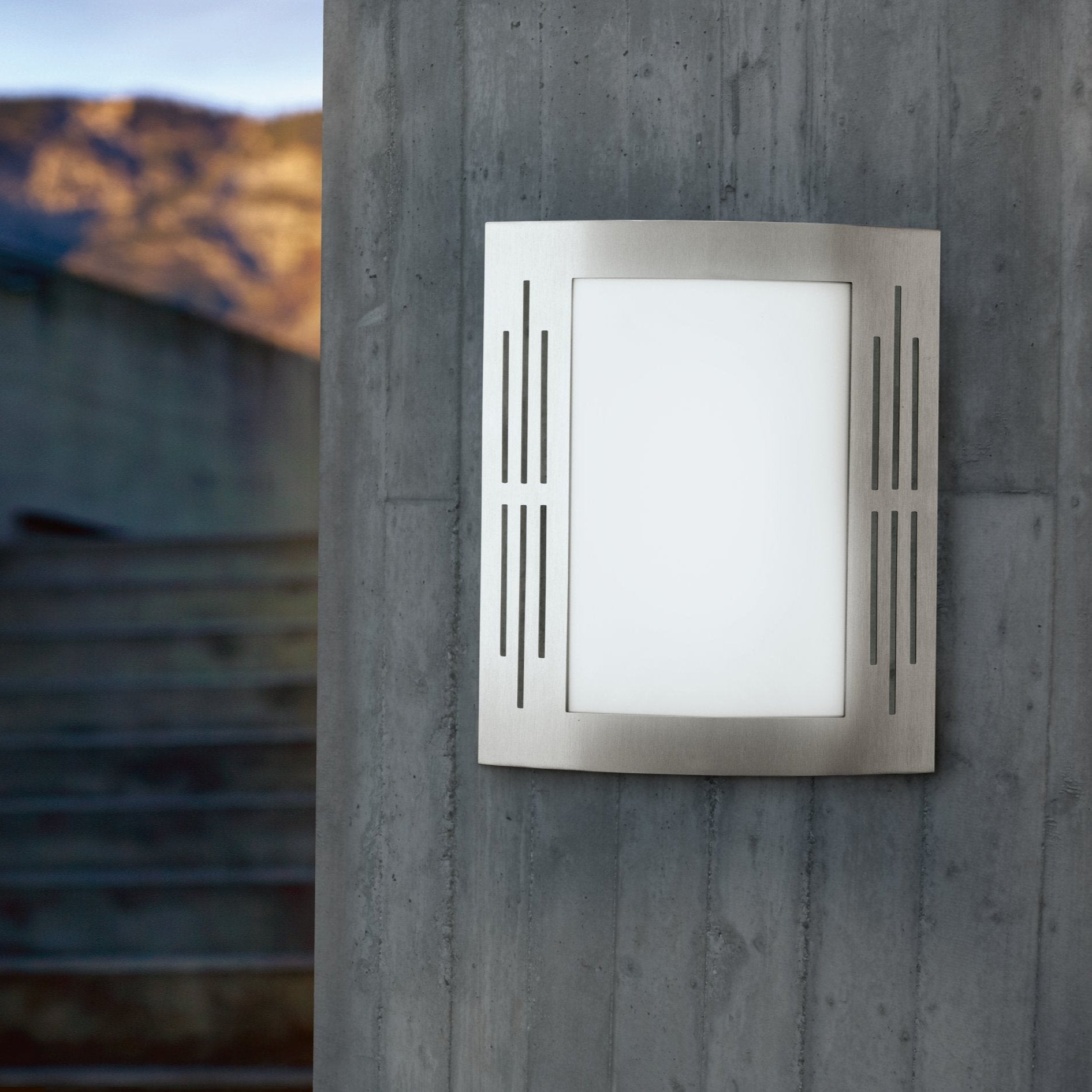 eglo city ip44 curved stainless steel outdoor wall light