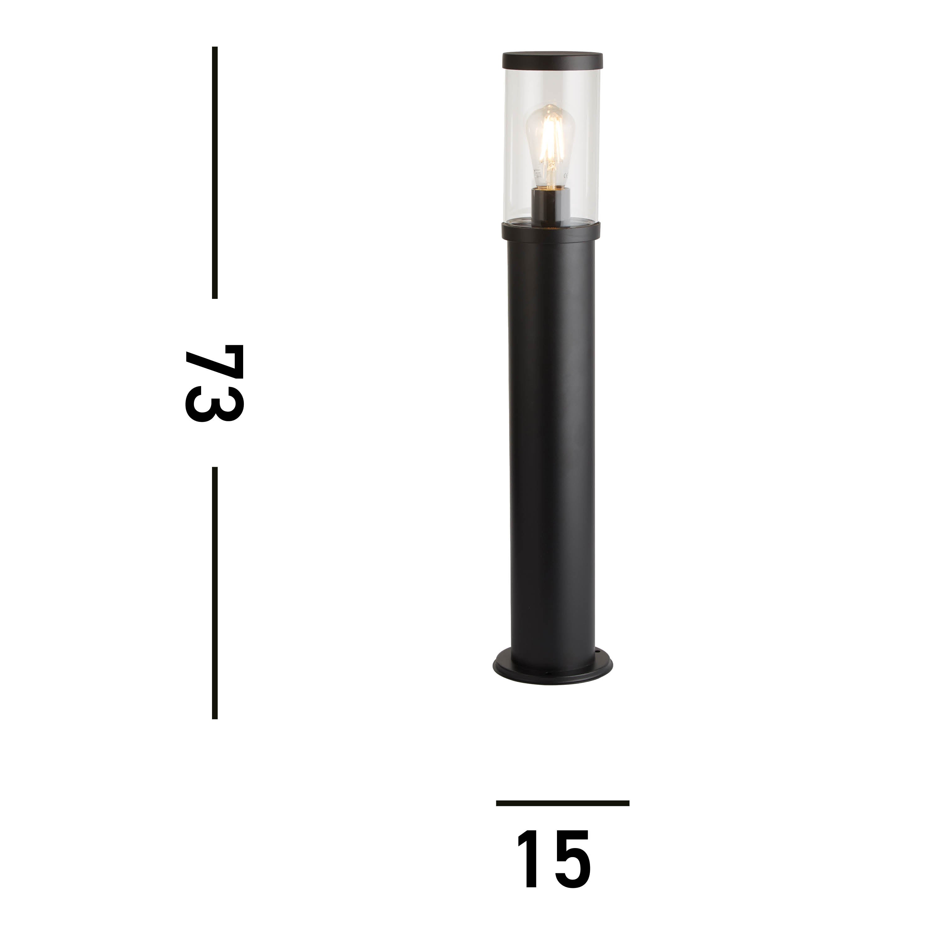 Searchlight Bakerloo Black Outdoor Black Bollard - 73cm
