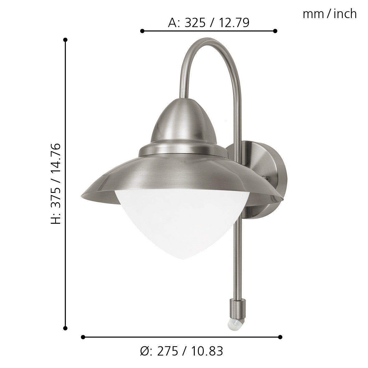 eglo sidney silver white glass shade outdoor wall light kitchen lighting 