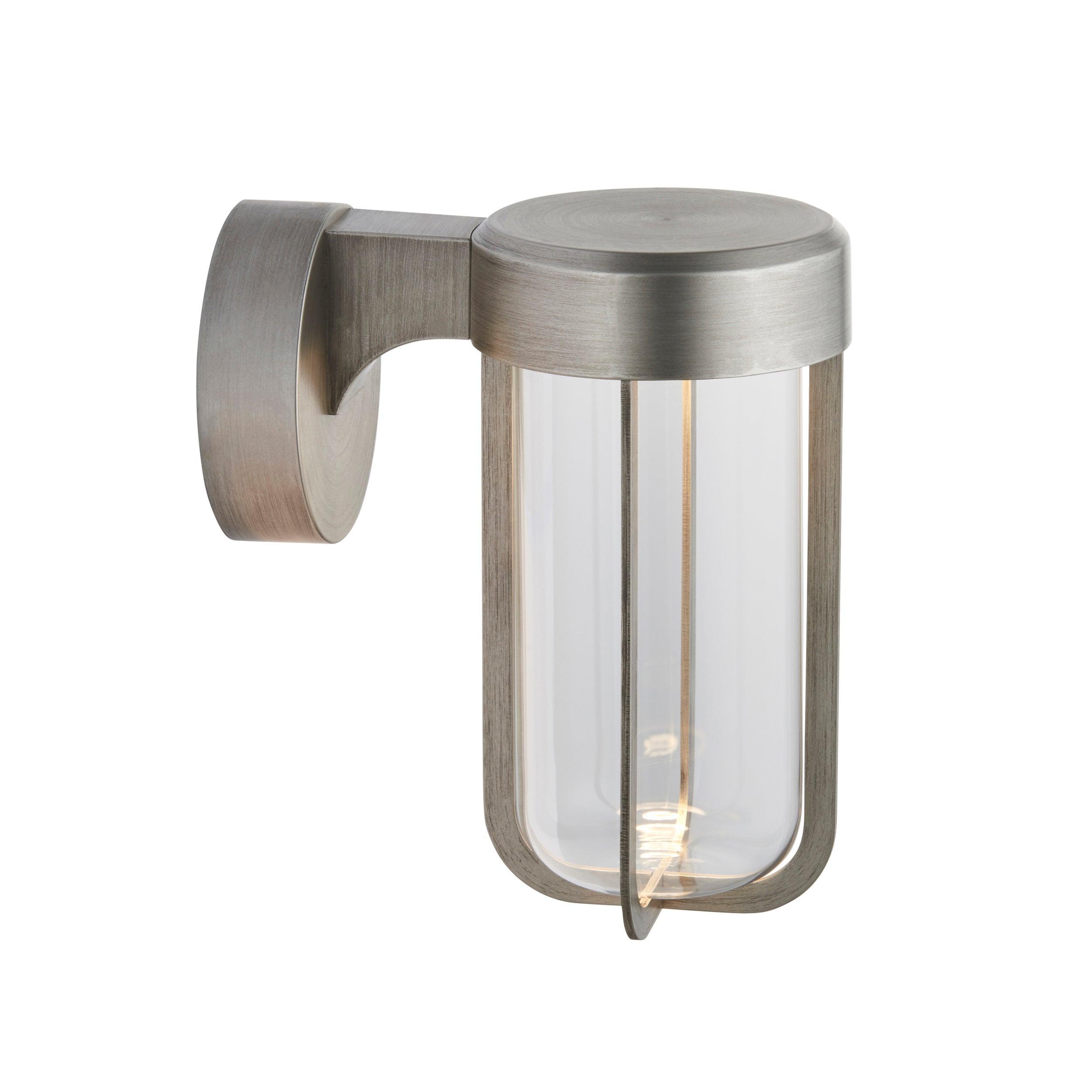 Newquay Large LED Brushed Silver Outdoor Wall Light-WAREHOUSE-40-130226