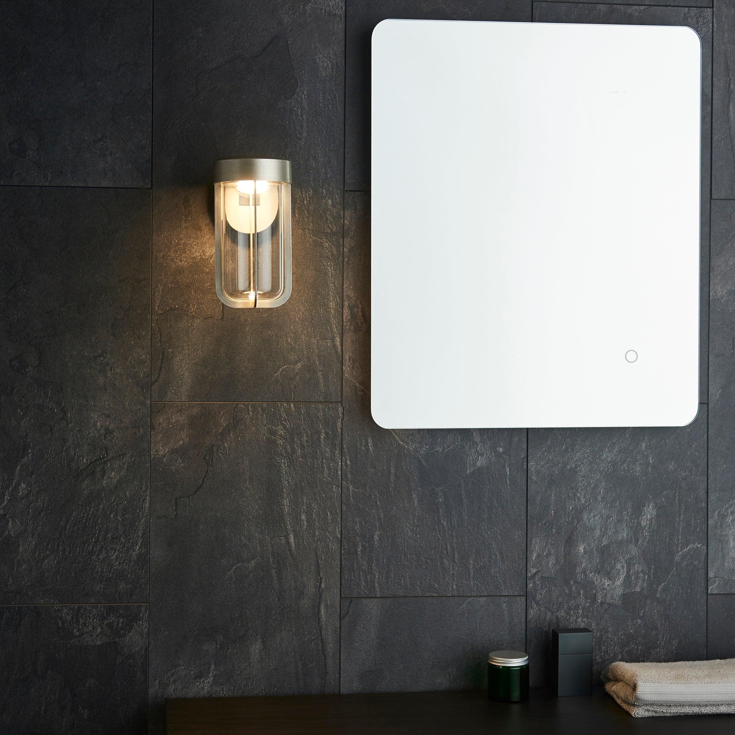 Newquay Large LED Brushed Silver Outdoor Wall Light-WAREHOUSE-40-130226