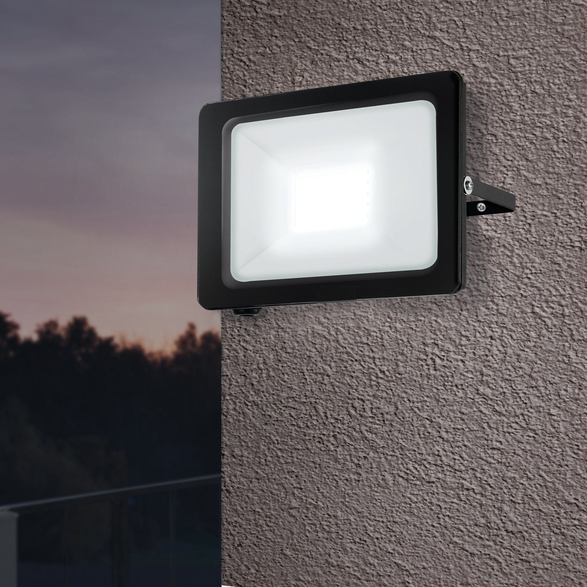 eglo faedo 3 black outdoor flood light ip65