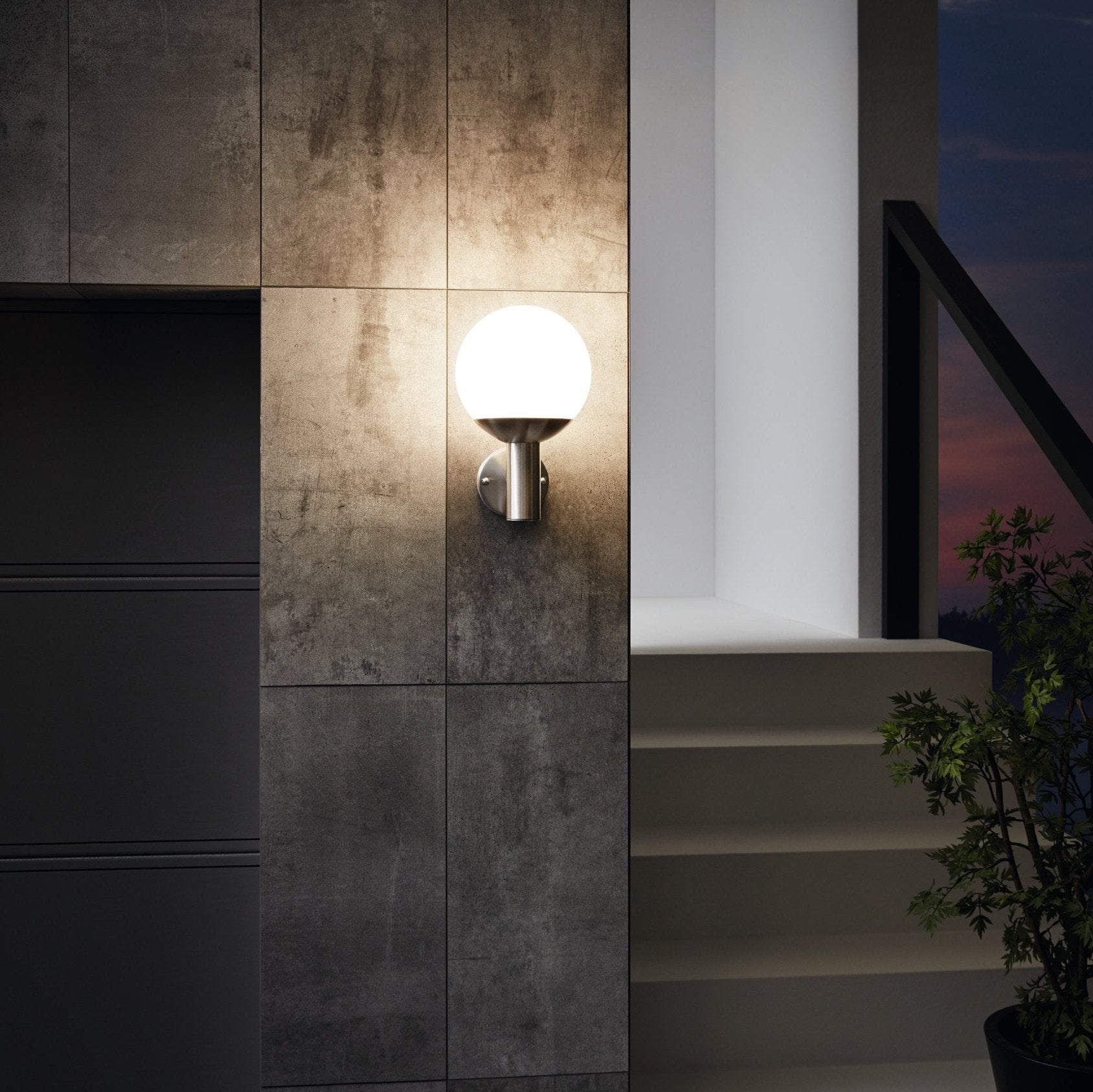 eglo nisia z smart led stainless steel outdoor wall light