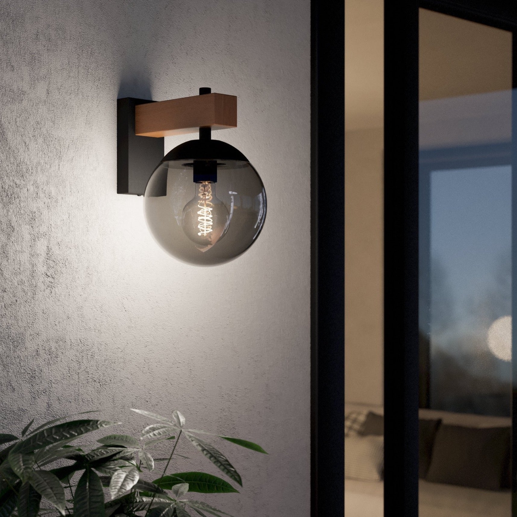 eglo bufalata ip44 black wooden outdoor wall light