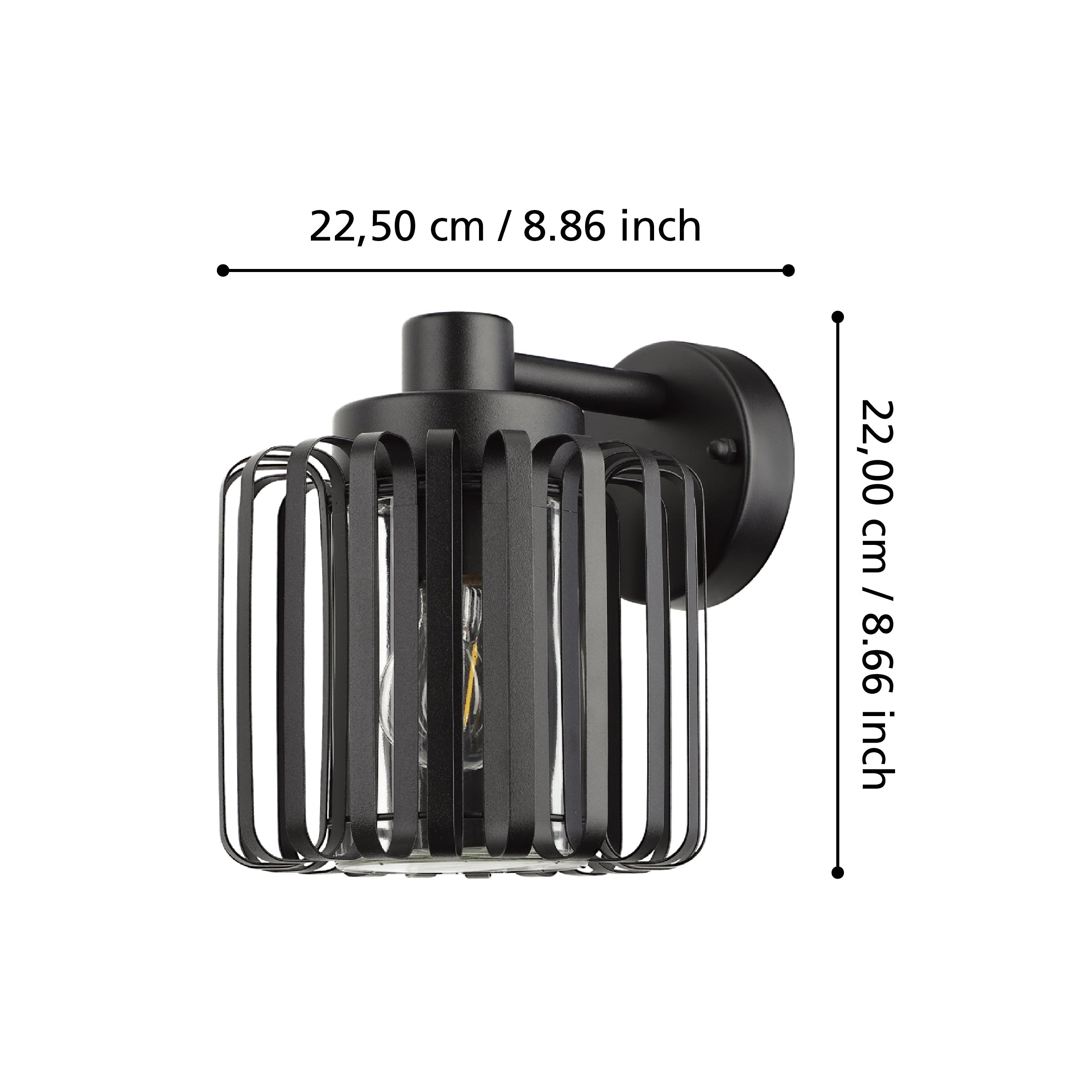 eglo selinus ip65 black outdoor wall light caged shade kitchen lighting 