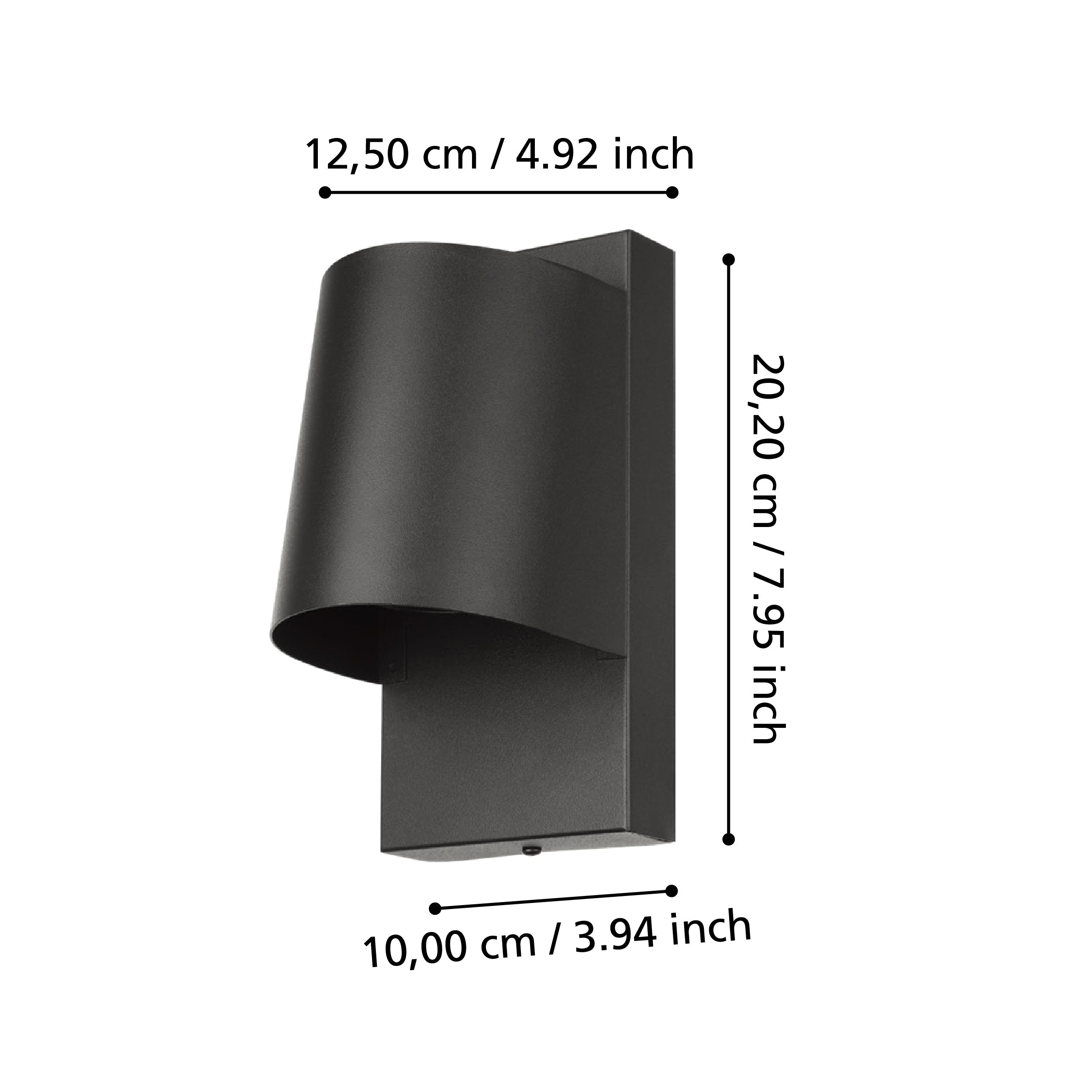 eglo stagnone black ip54 outdoor wall light living room close up