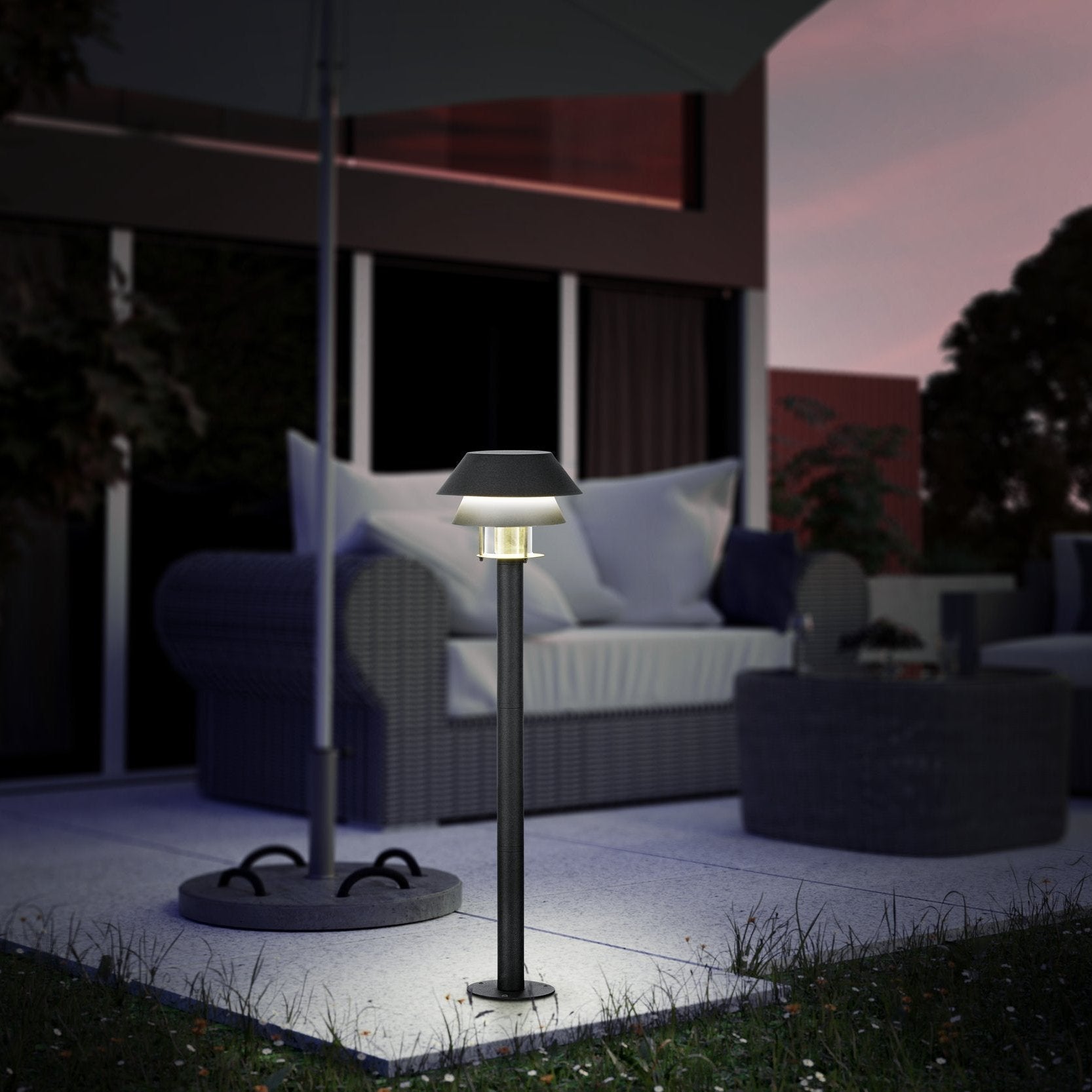 eglo chiappera ip65 black bollard pathway light