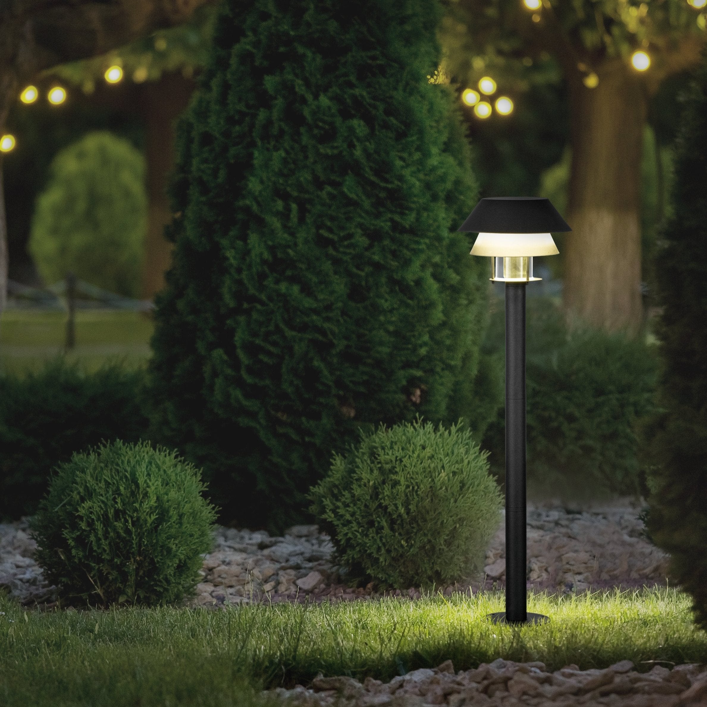 eglo chiappera ip65 black bollard pathway light living room image
