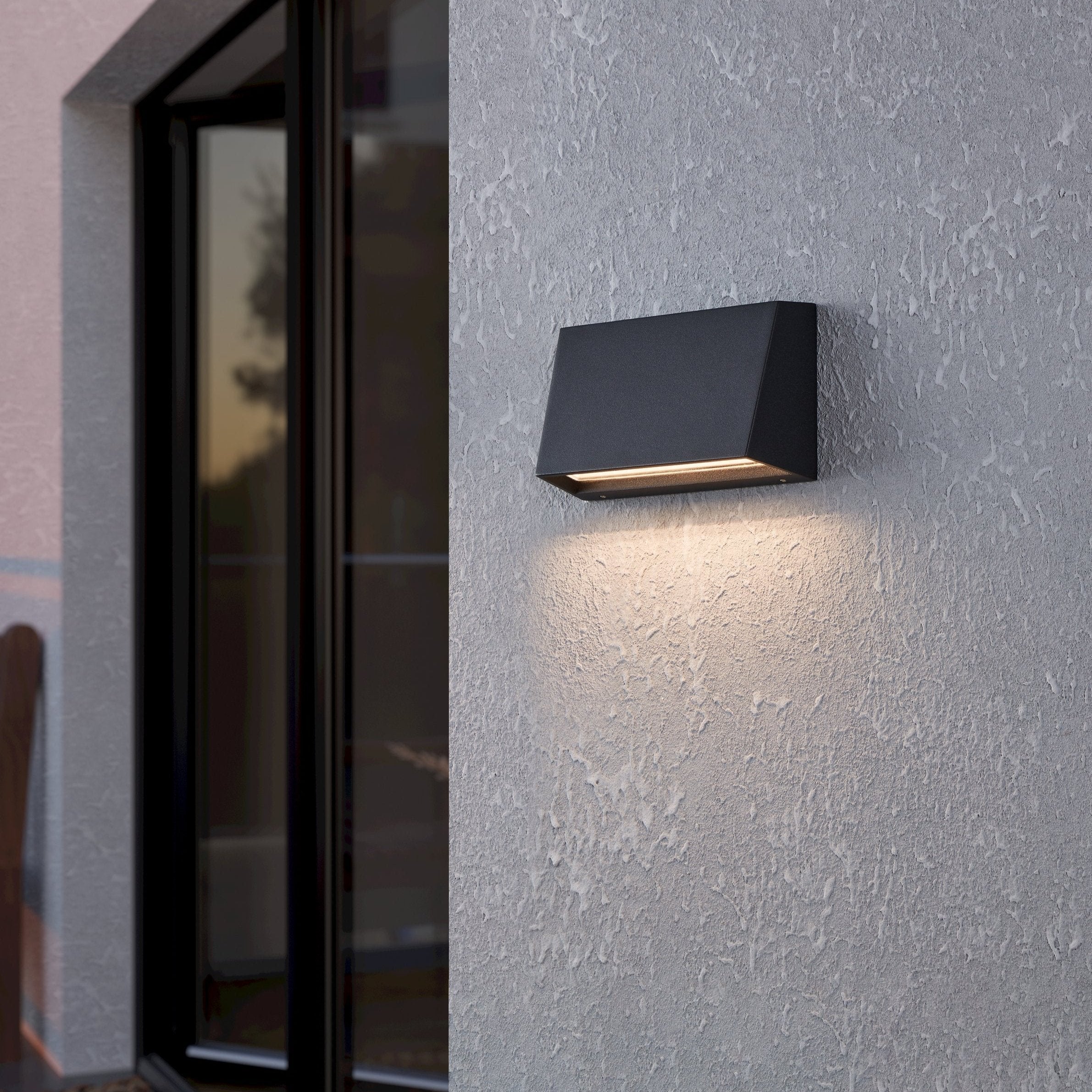 eglo spongano black outdoor angular wall light ip65