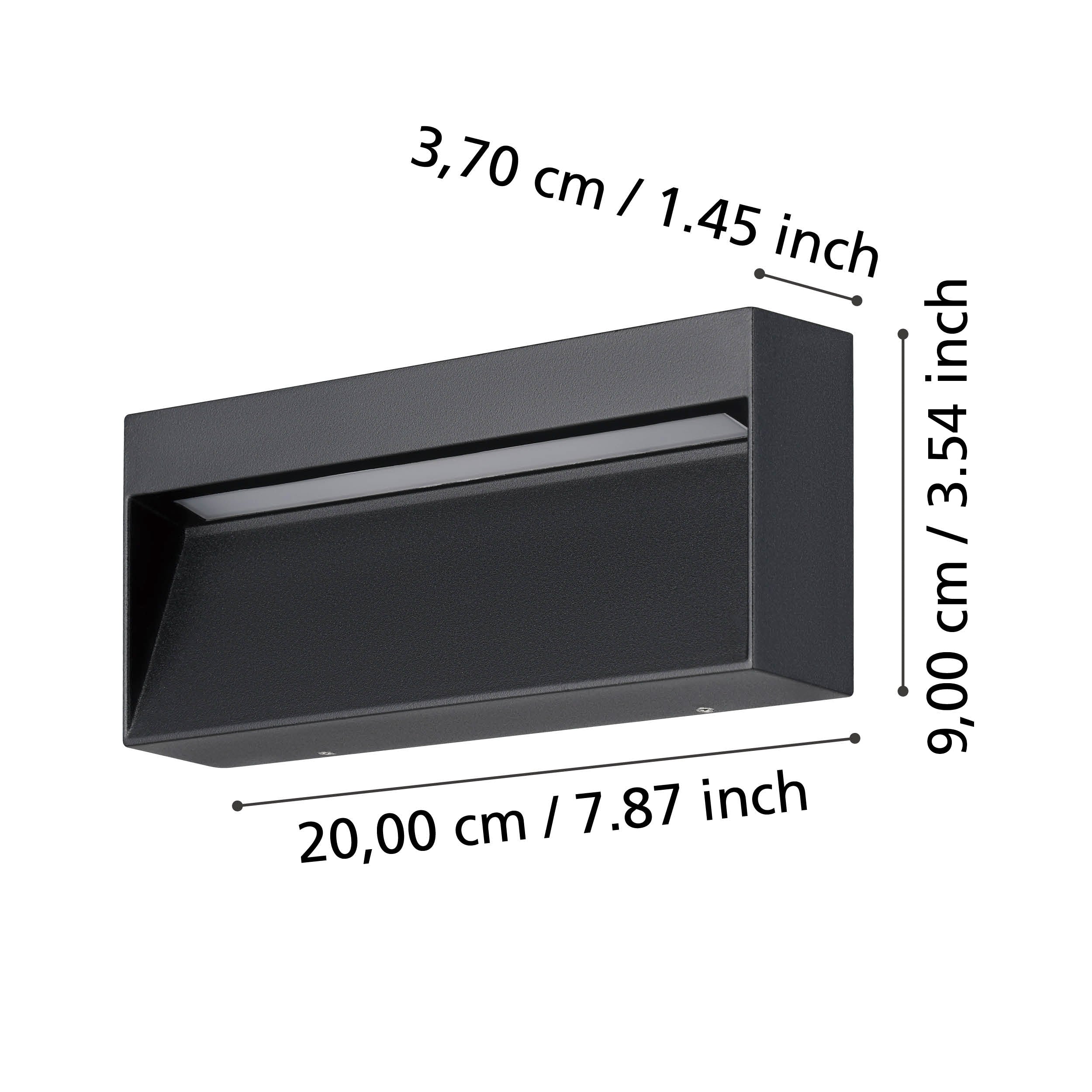 eglo maruggio ip65 black led outdoor wall light living room close up