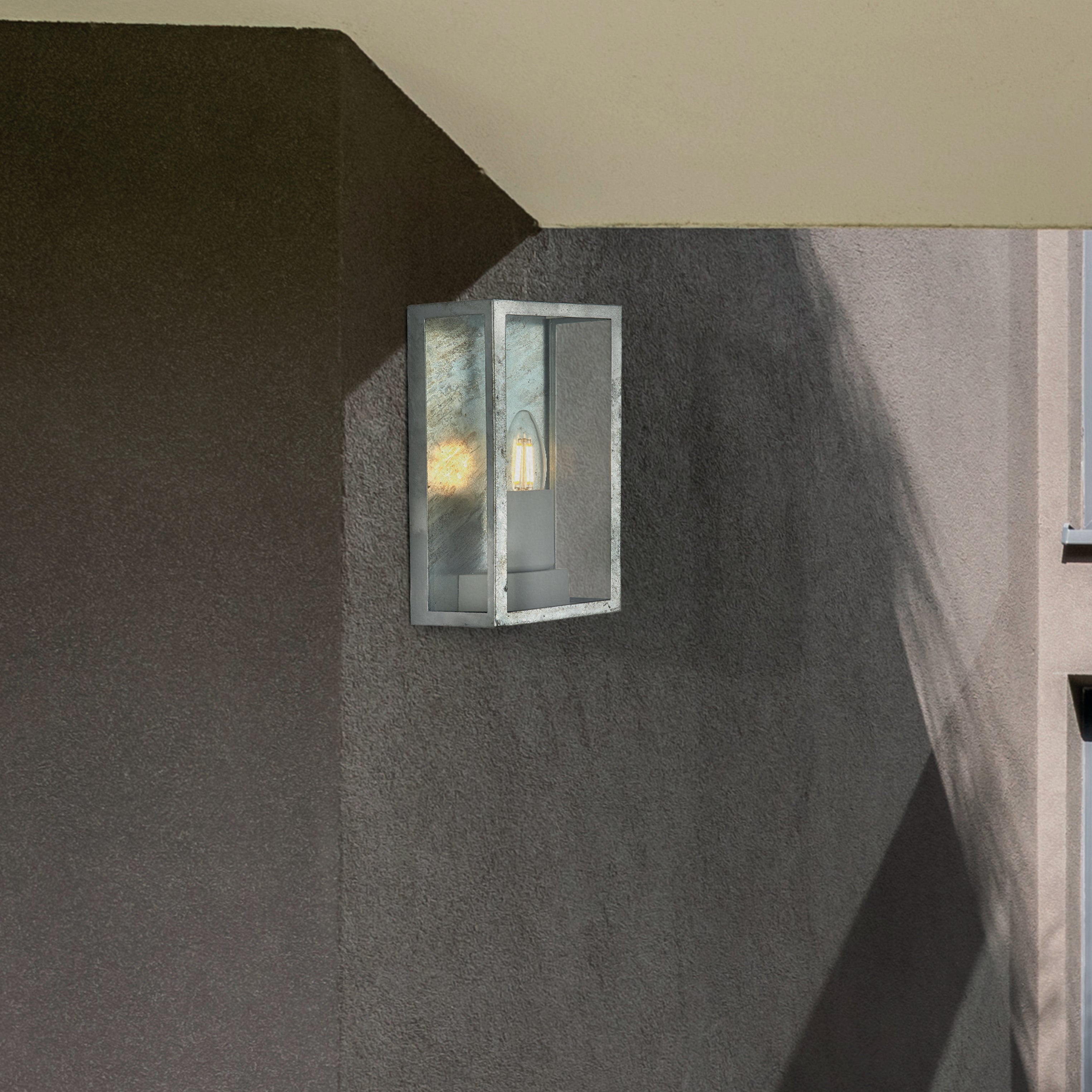 Searchlight Box II Outdoor IP44 Galvanised Silver Wall Light