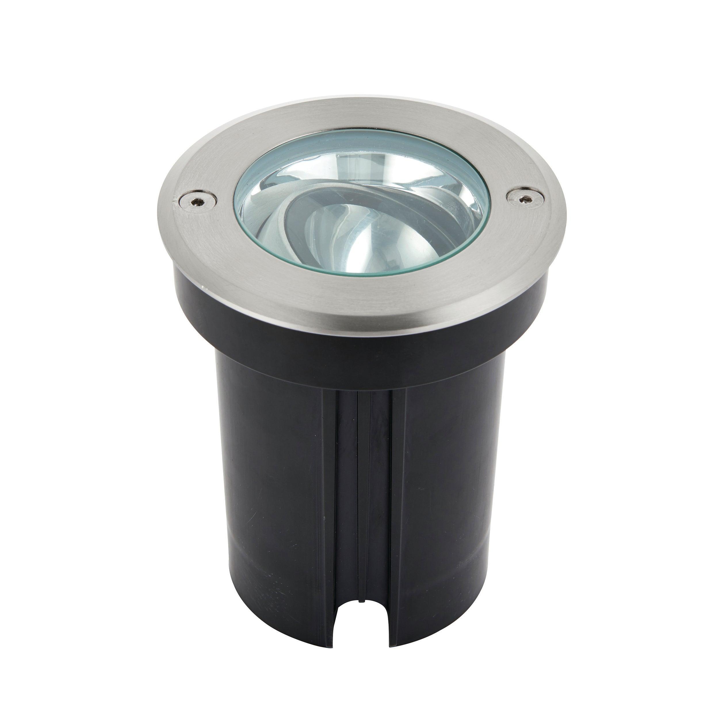 hoxton led stainless steel decking light warm white ip67 6wby Saxby Lighting, close up image