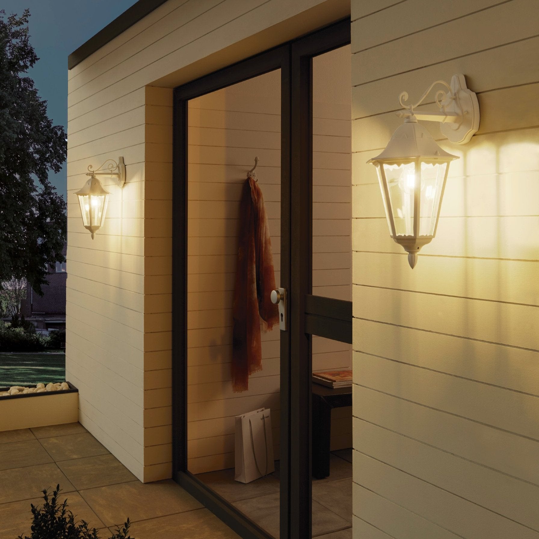 eglo navedo ip44 white hanging lantern outdoor wall light