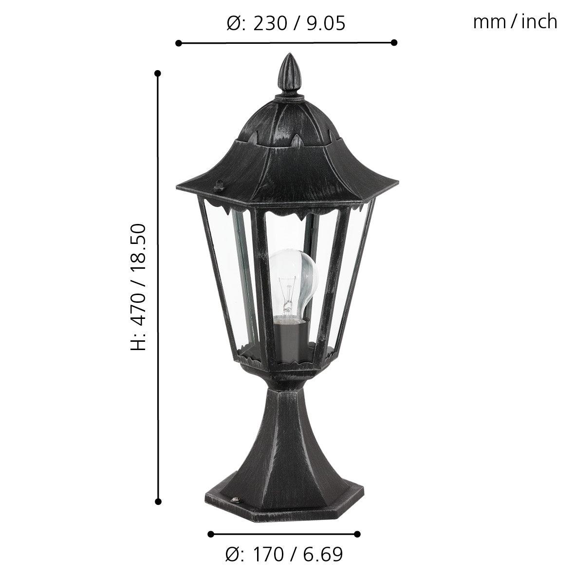 Eglo Navedo IP44 Black & Silver Pedestal Light-clearance