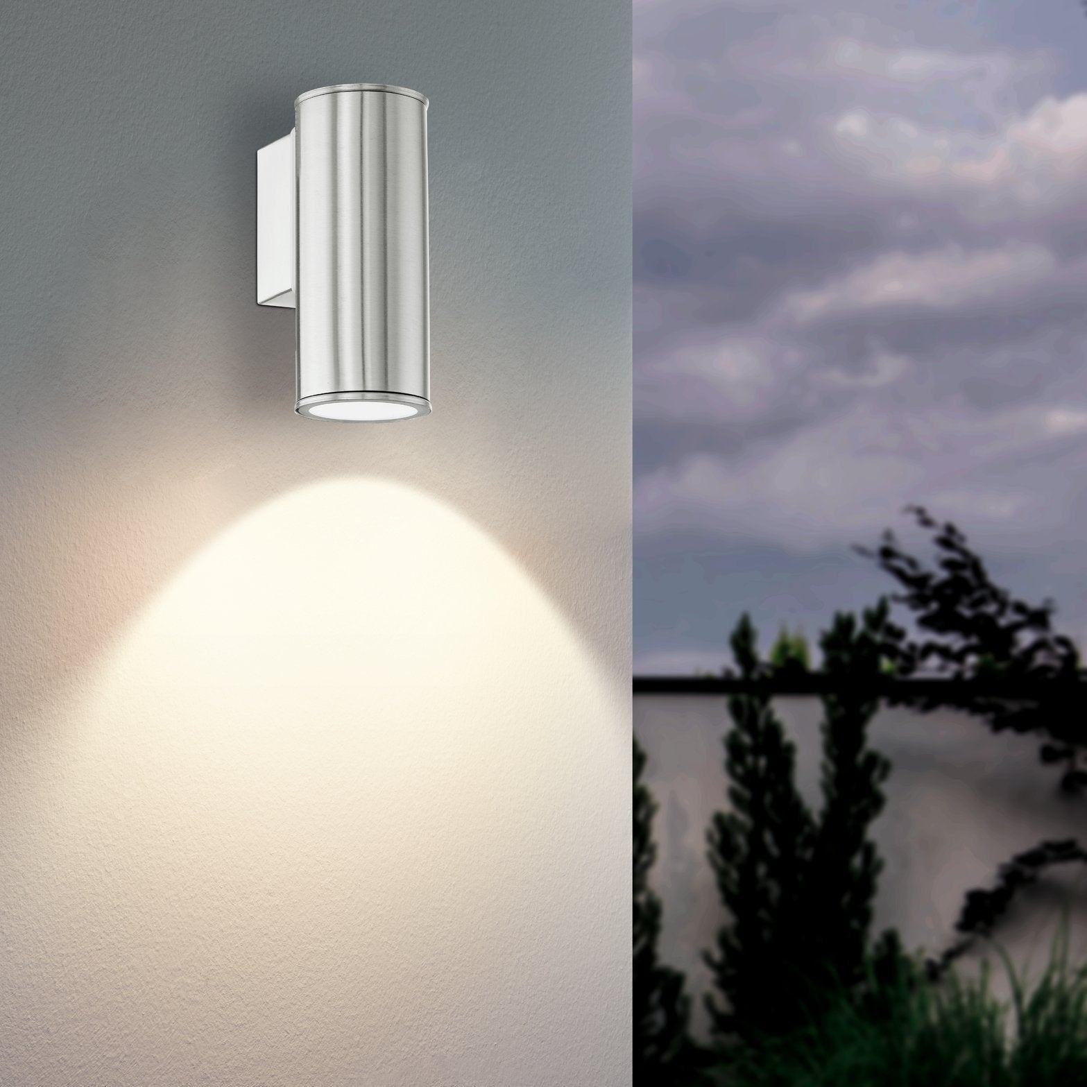 eglo riga stainless steel ip44 down outdoor wall light