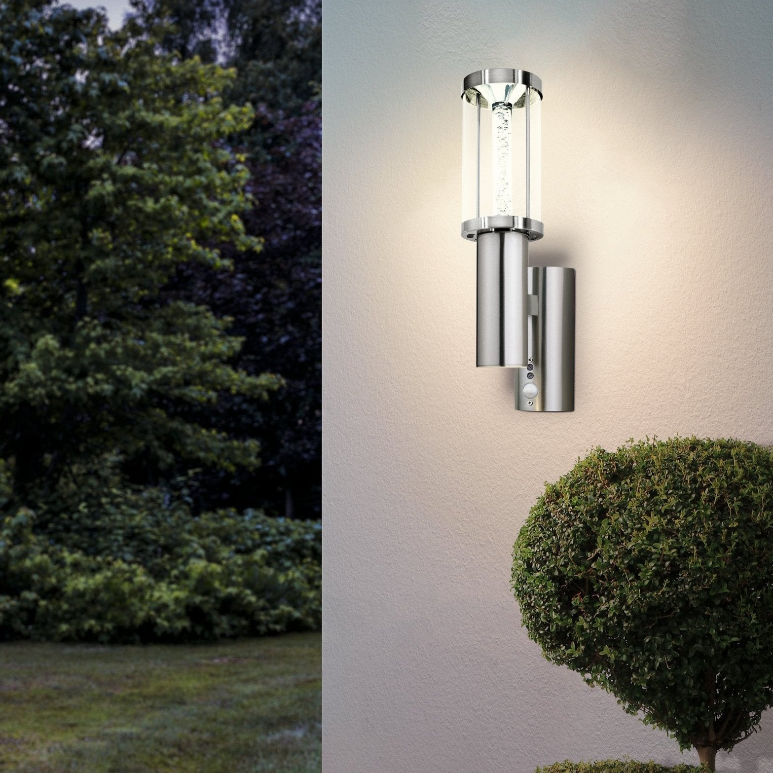 eglo trono stick stainless steel pir outdoor wall light