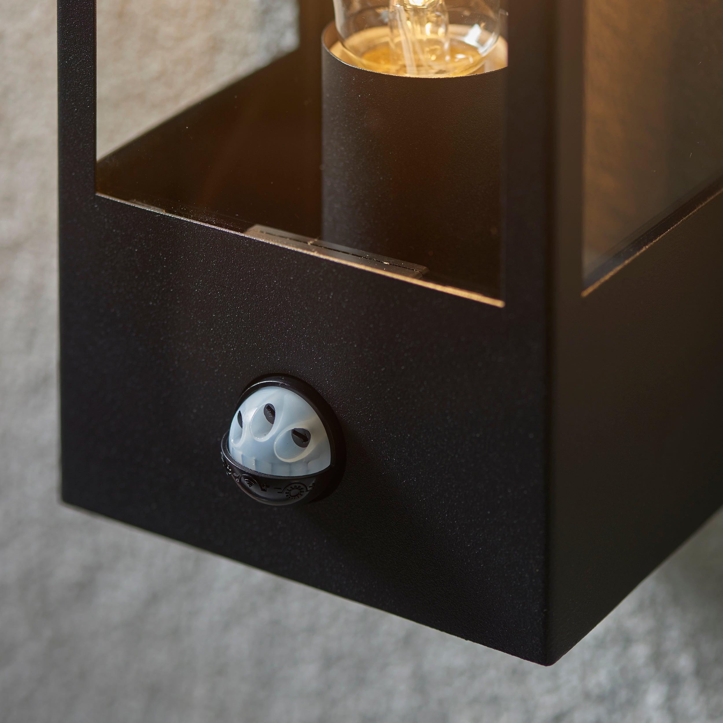 breton pir sensor black outdoor wall light ip44 28w by saxby lighting, close up image 41