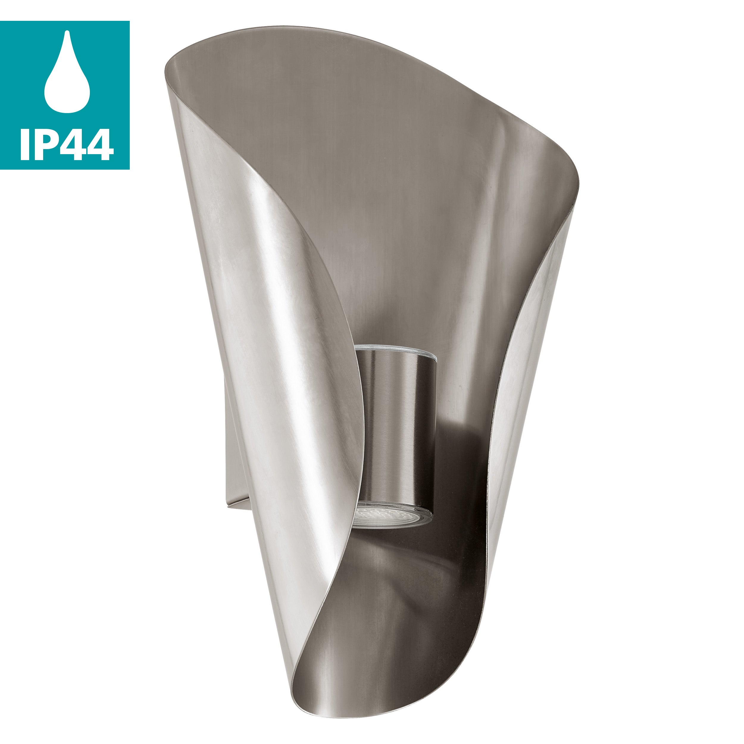 eglo bosaro ip44 stainless steel outdoor wall light living room close up