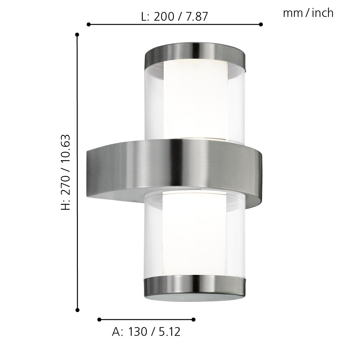 eglo beverly 1 stainless steel led outdoor wall light ip44 kitchen lighting 