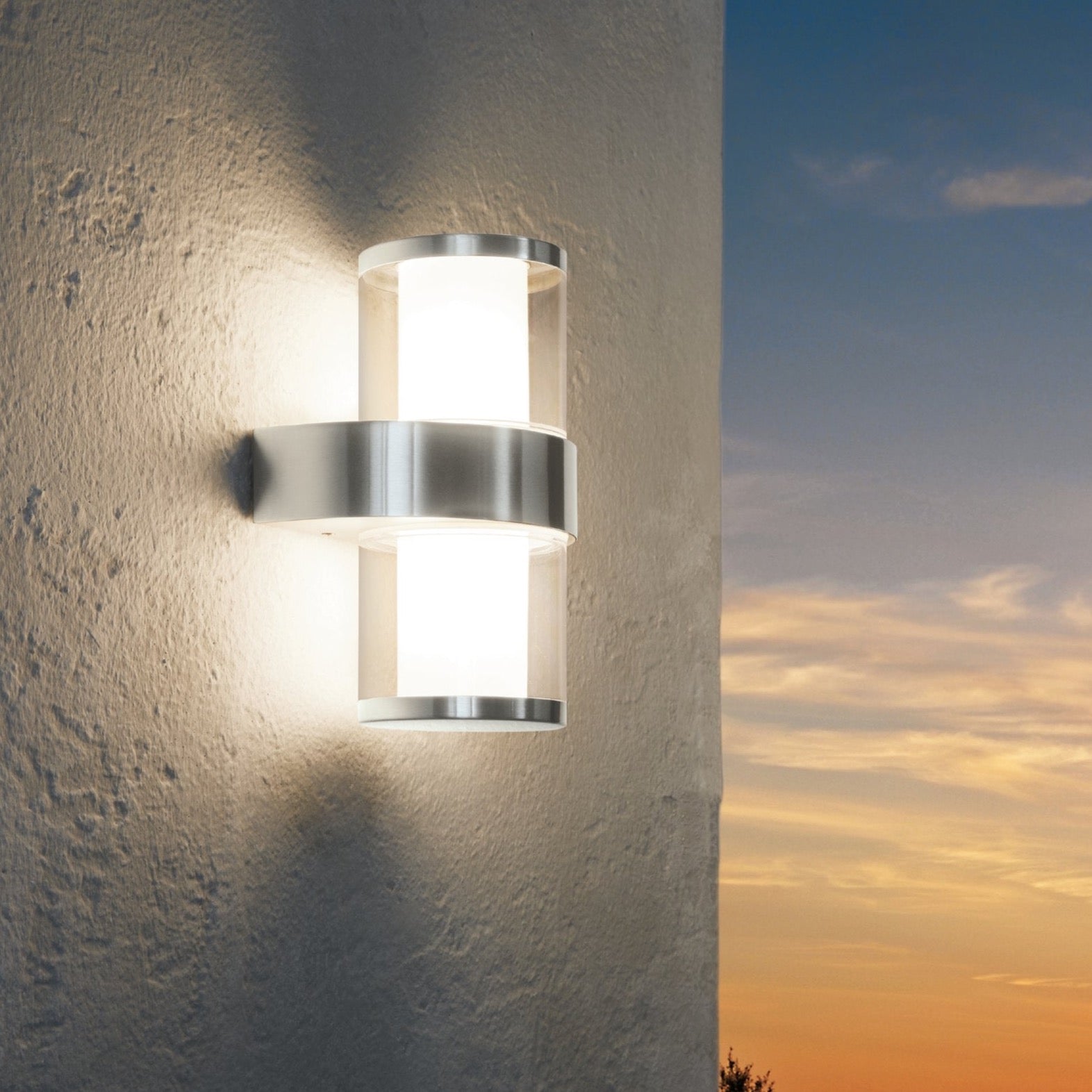 eglo beverly 1 stainless steel led outdoor wall light ip44