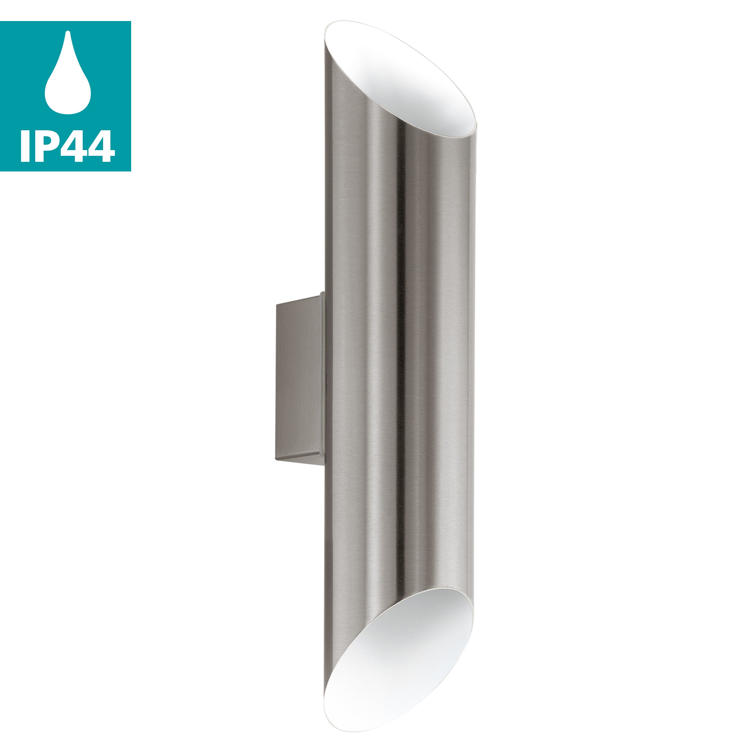 eglo agolada stainless steel up down led outdoor wall light living room close up