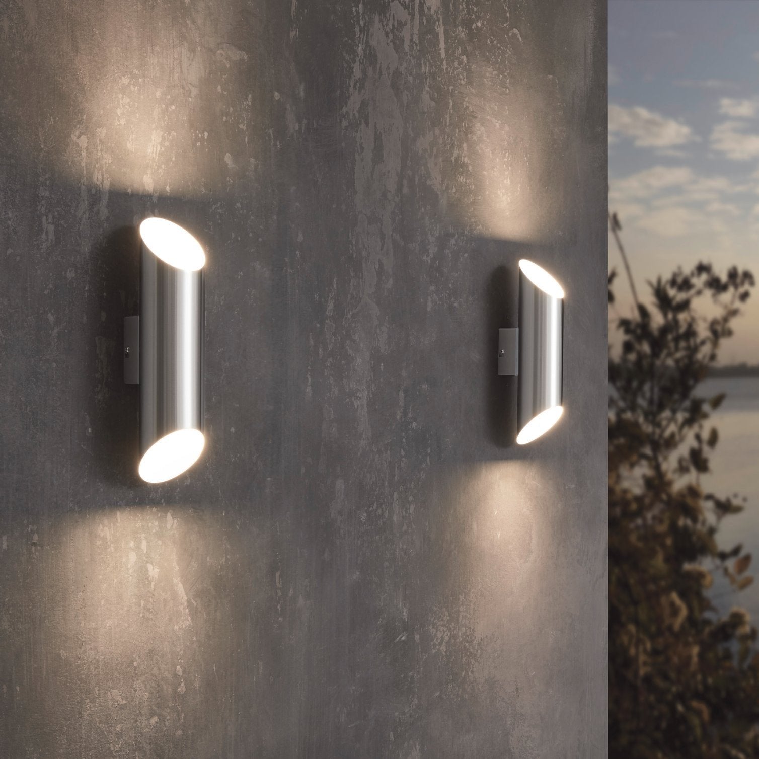 eglo agolada stainless steel up down led outdoor wall light living room image