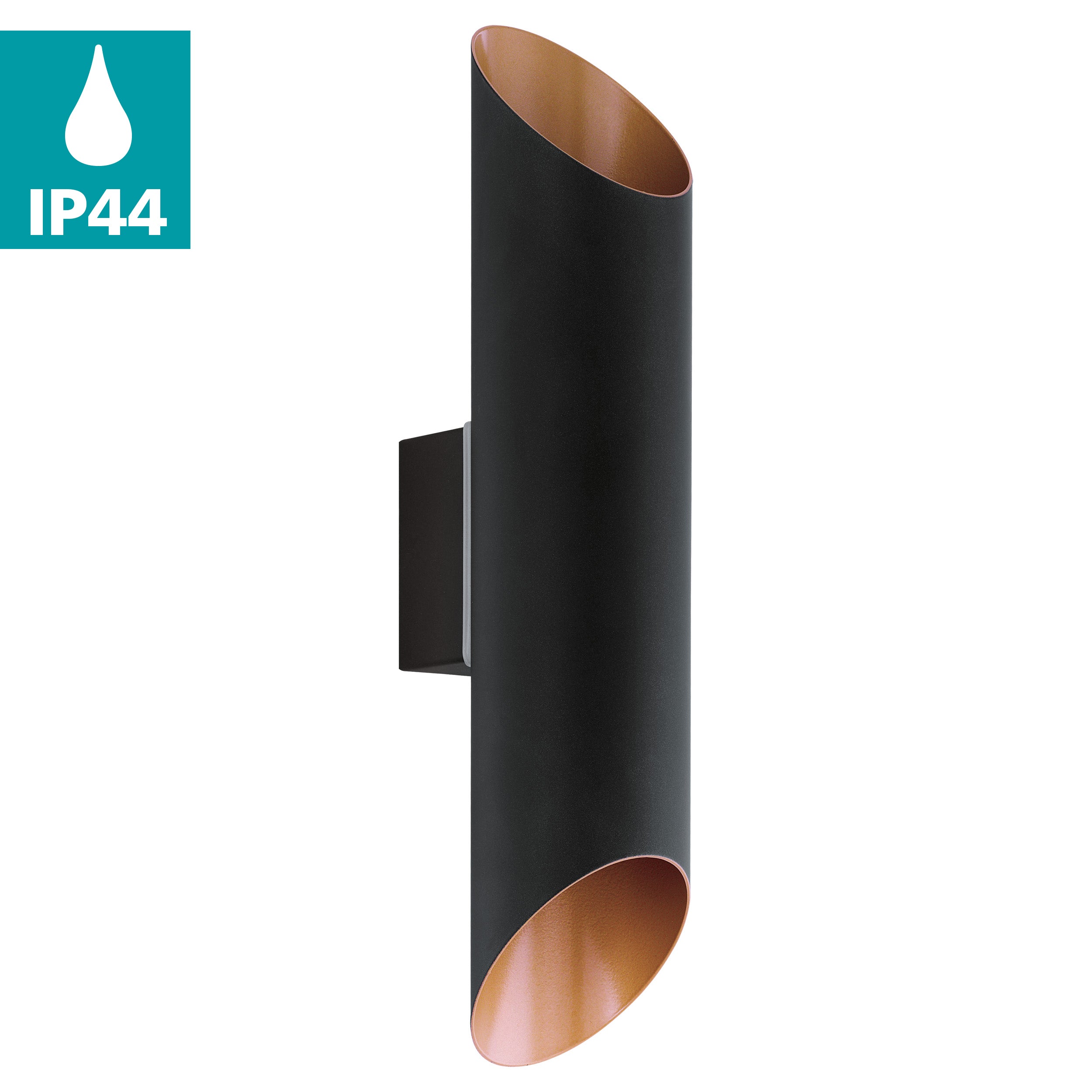 eglo agolada black copper up down led outdoor wall light living room image