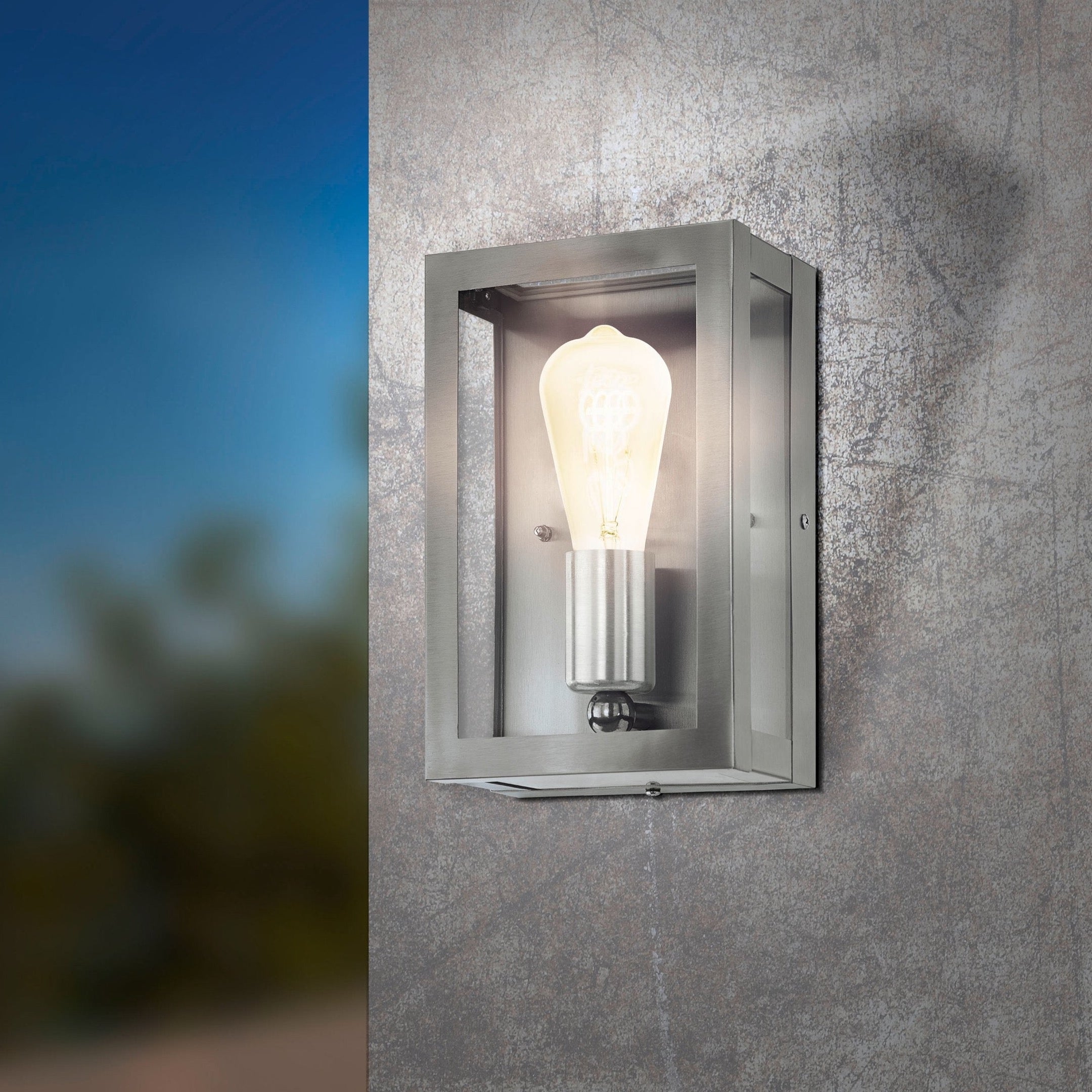 eglo alamonte stainless steel ip44 outdoor wall light