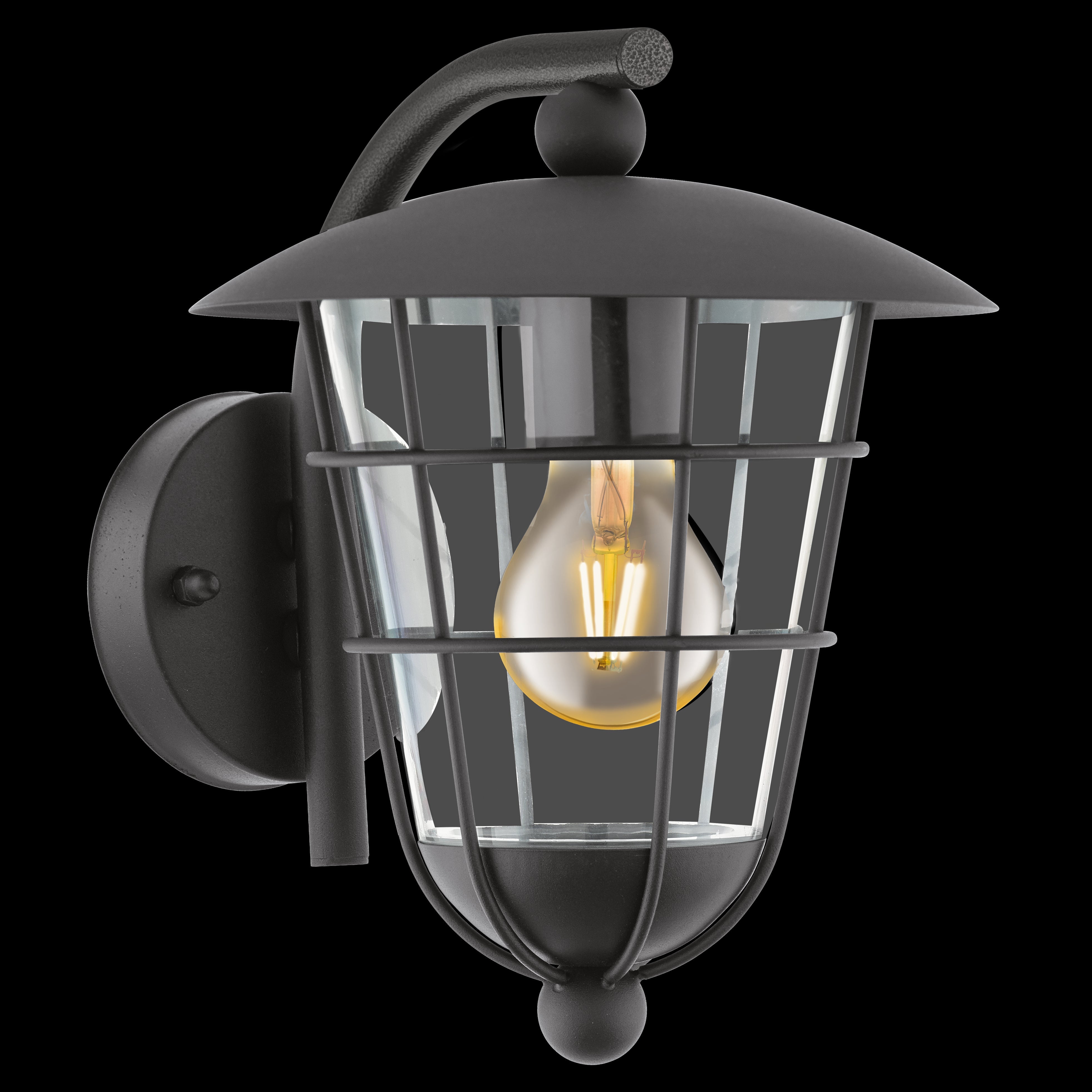 eglo pulfero black lantern ip44 outdoor wall light living room image
