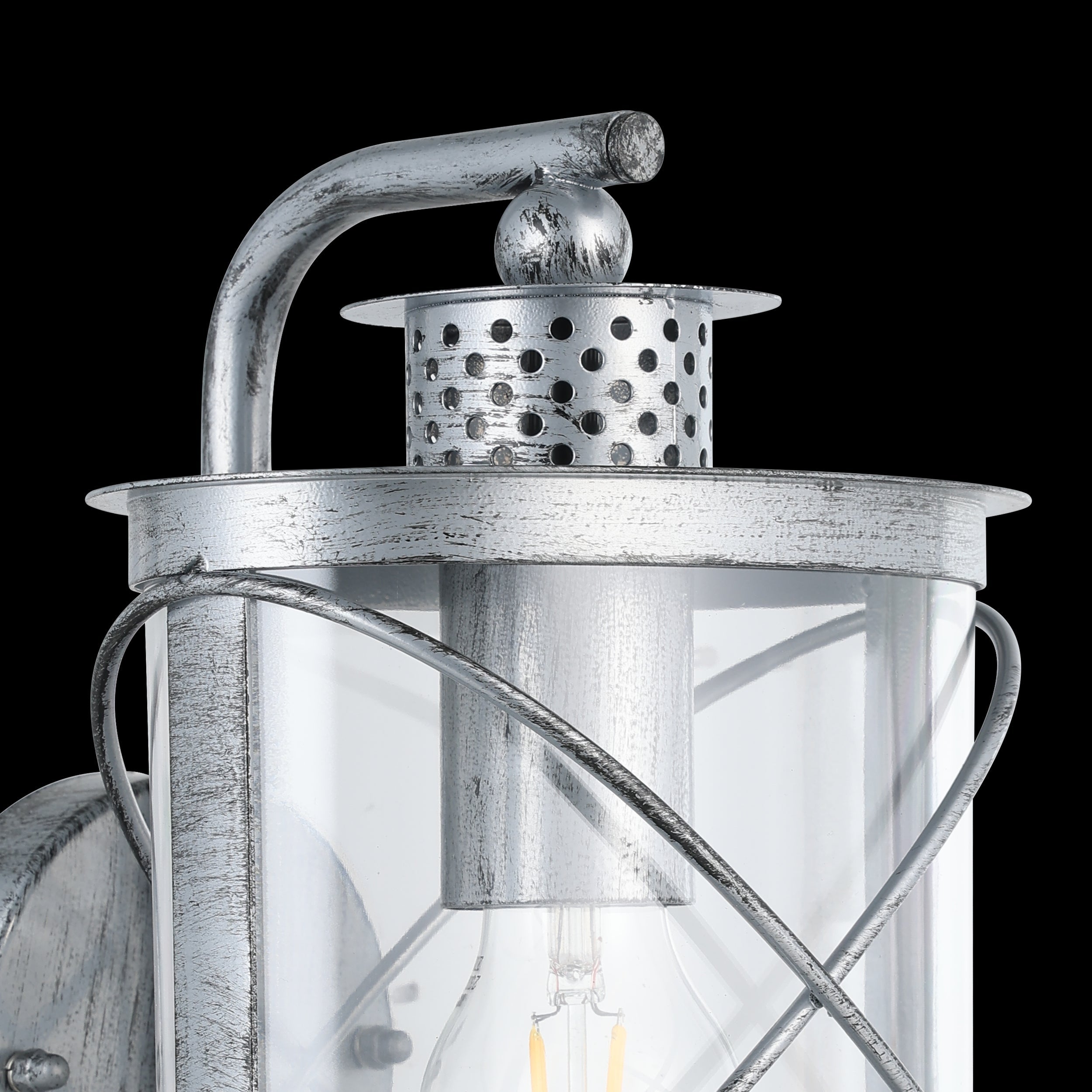 eglo hilburn 1 silver lantern style ip44 outdoor wall light hallway lighting 