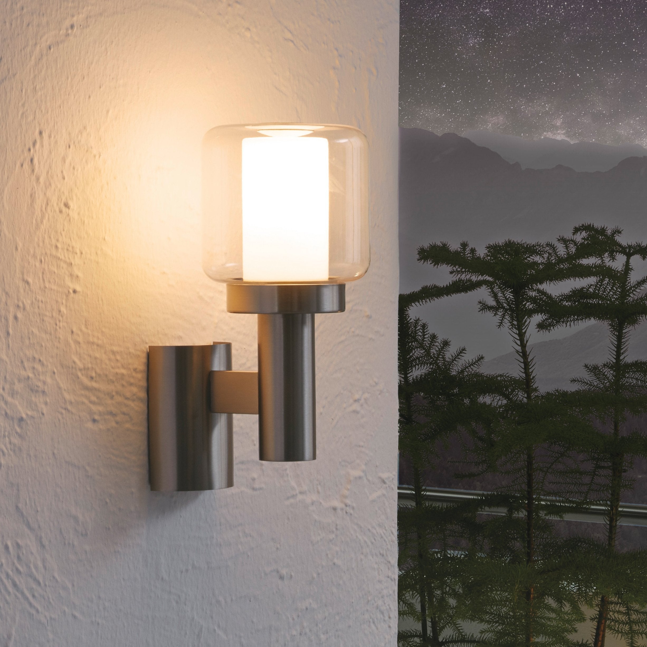 eglo poliento ip44 stainless steel outdoor wall light