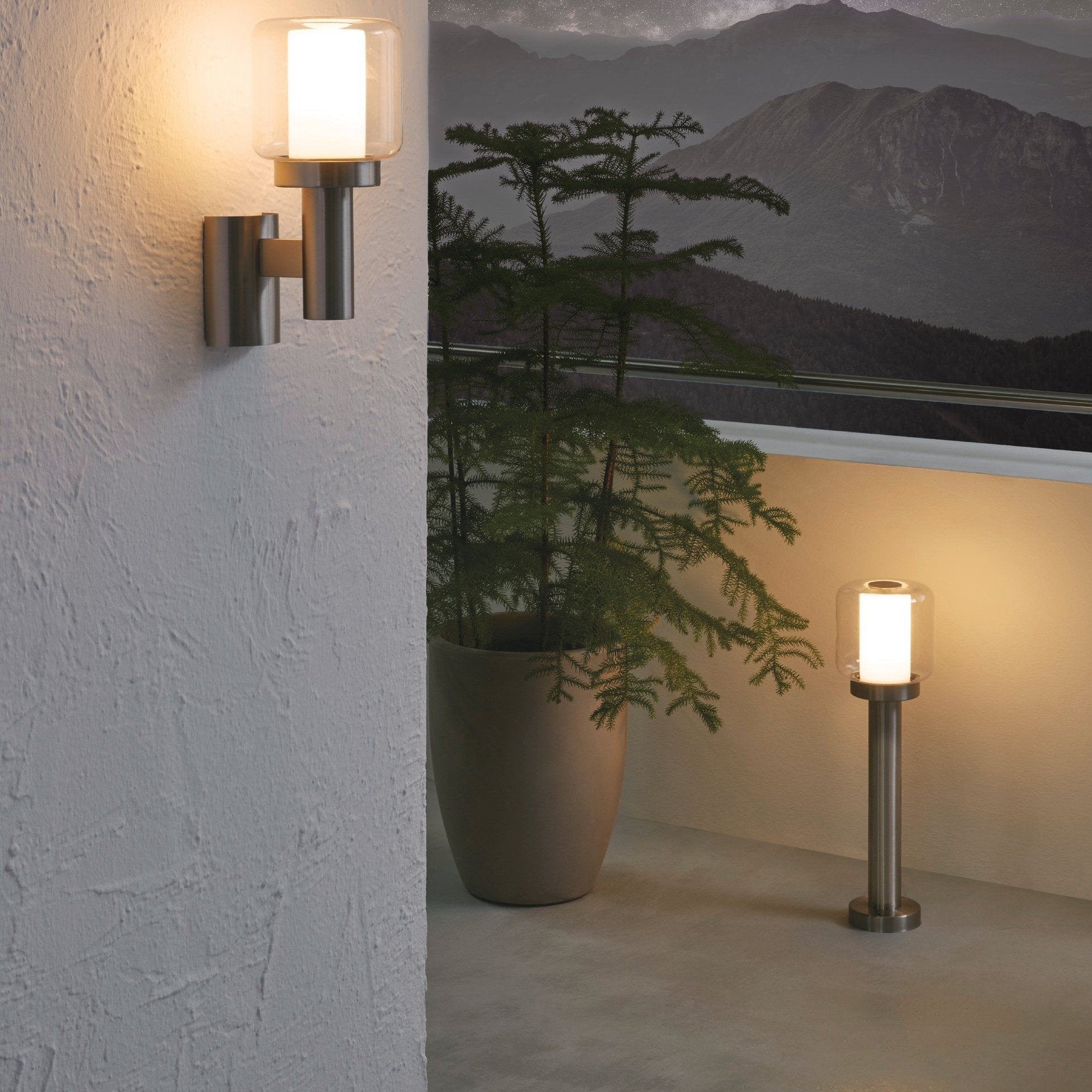 eglo poliento ip44 stainless steel outdoor wall light living room image
