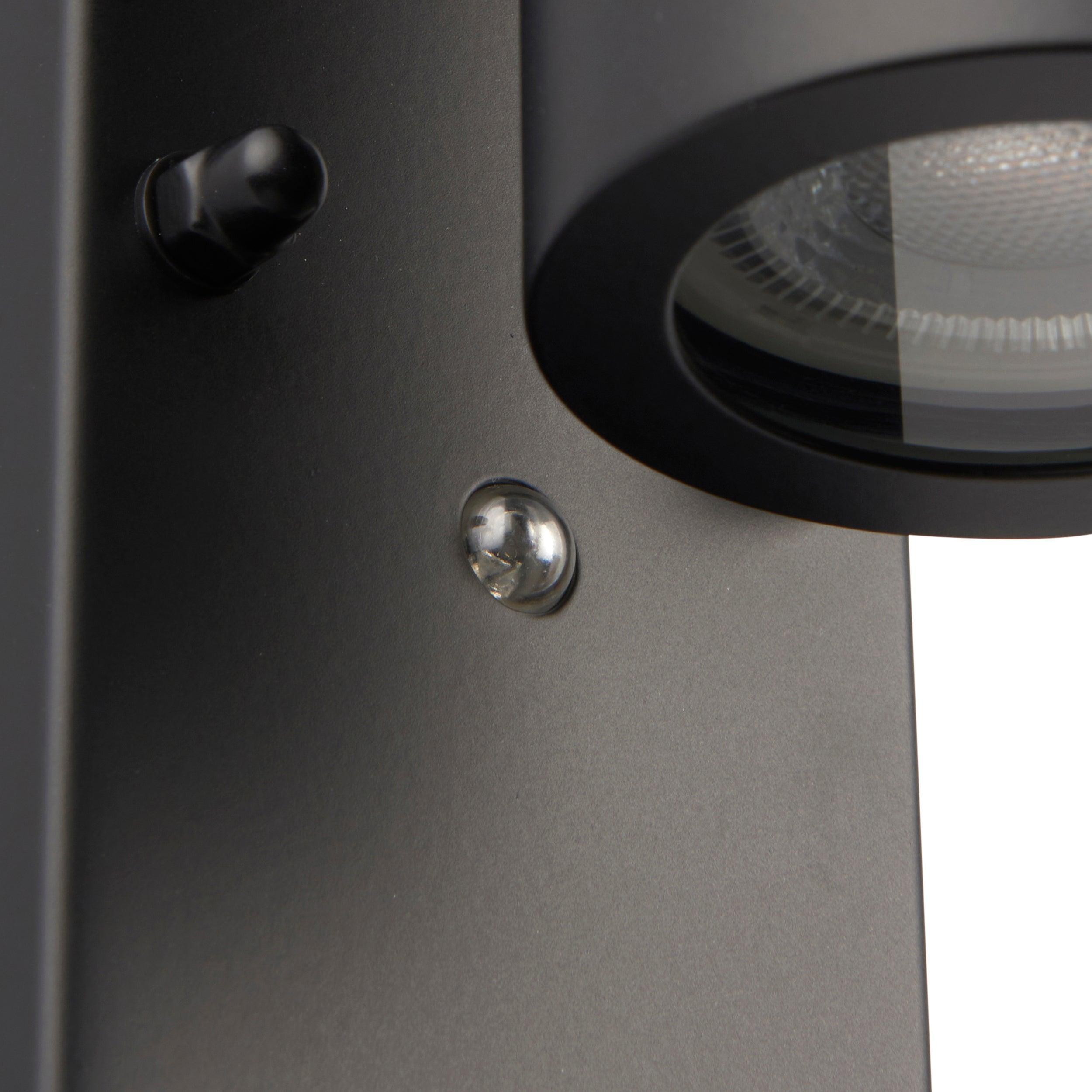 palin outdoor black wall light with photocell ip44 7w by saxby lighting, close up image 57