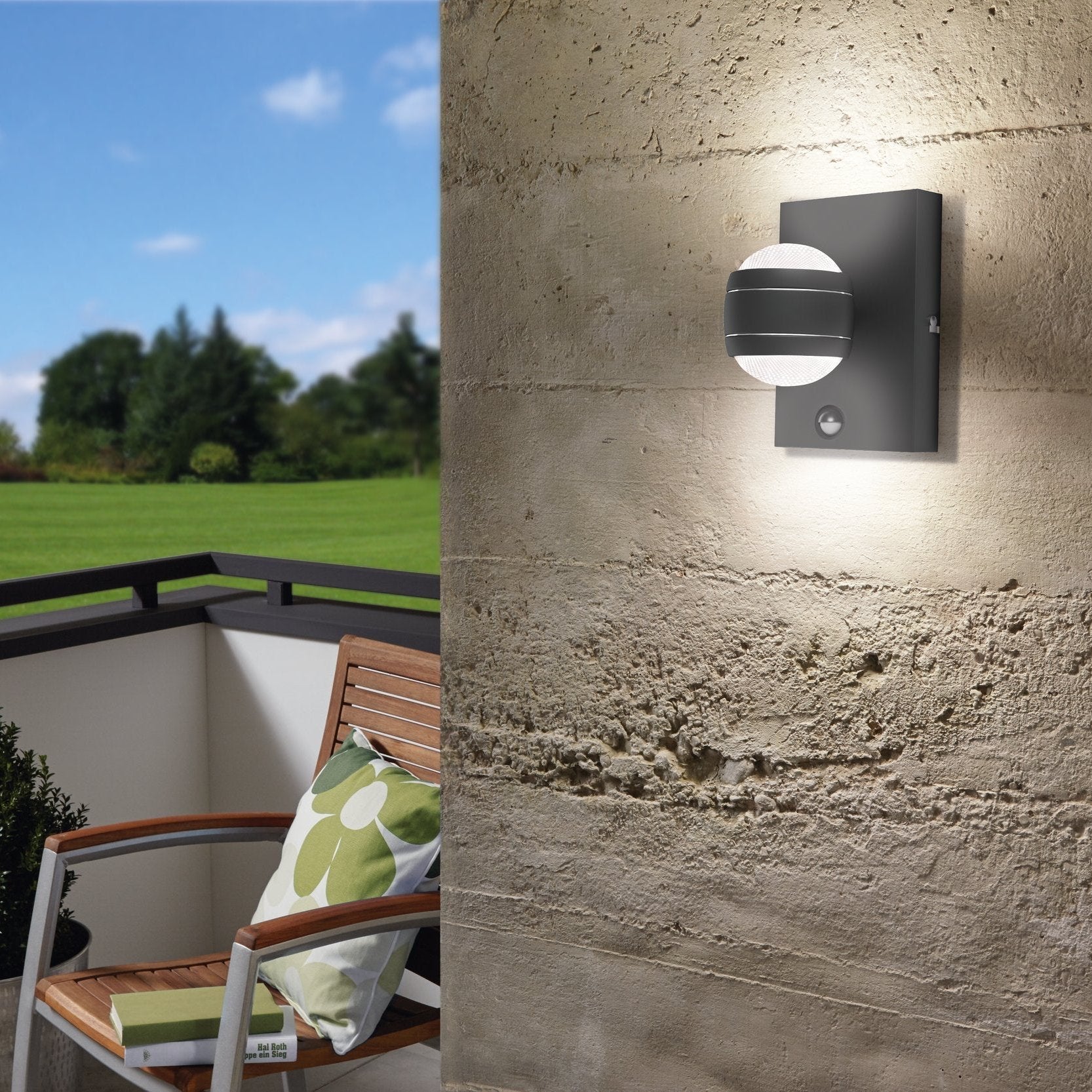 eglo sesimba 1 led black pir outdoor ip44 wall light