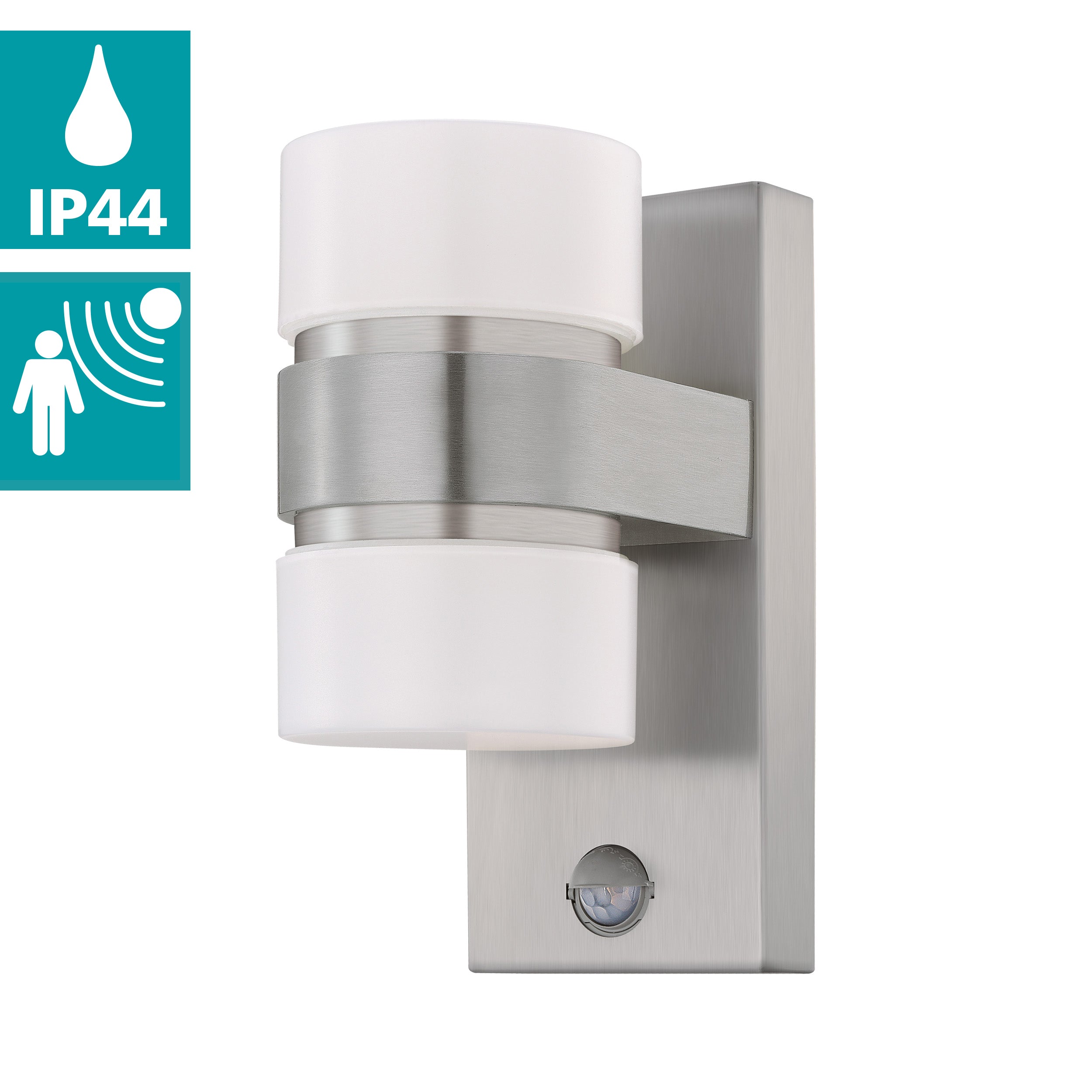 eglo atollari stainless steel led outdoor pir wall light ip44 kitchen lighting 
