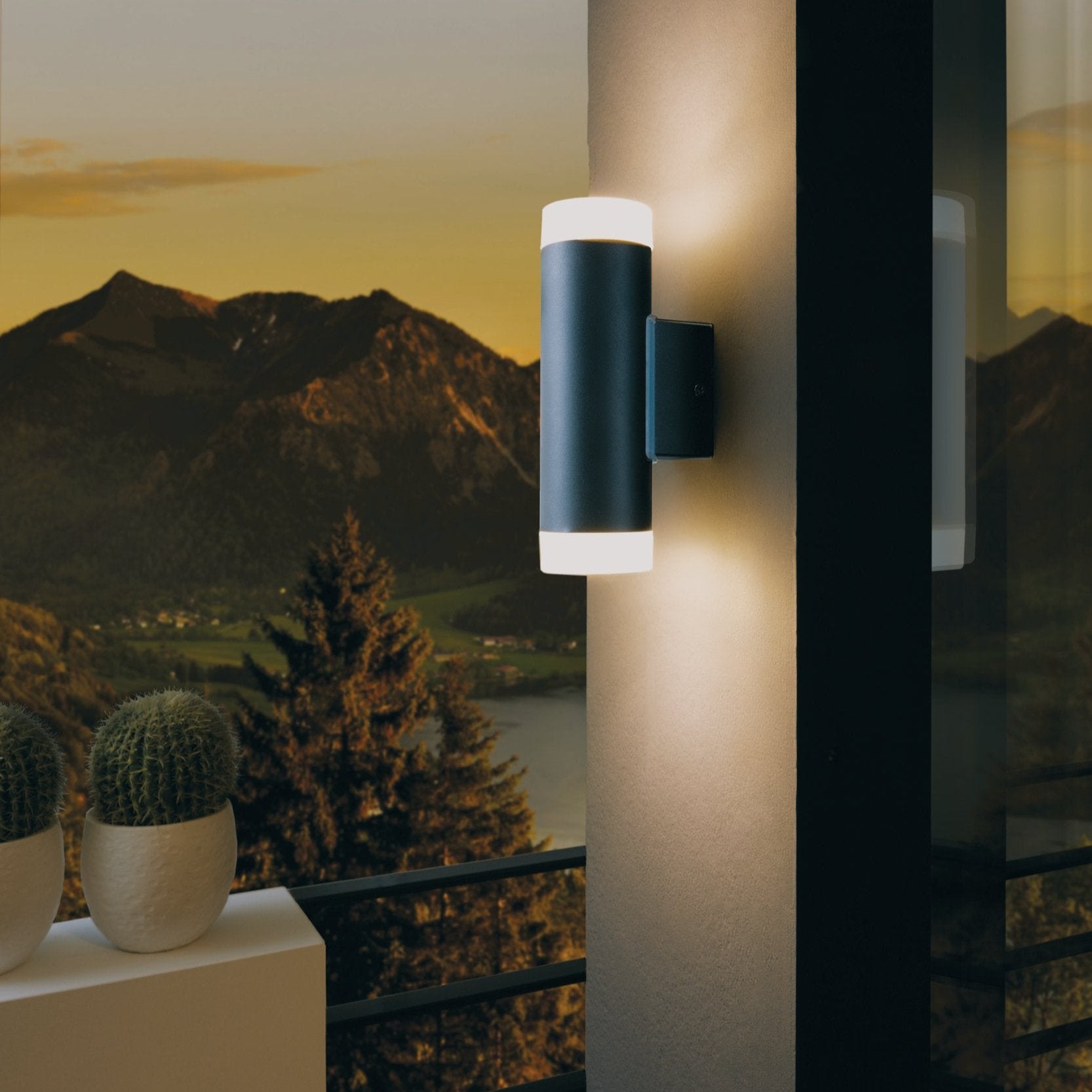 eglo riga led ip54 black up down outdoor wall light