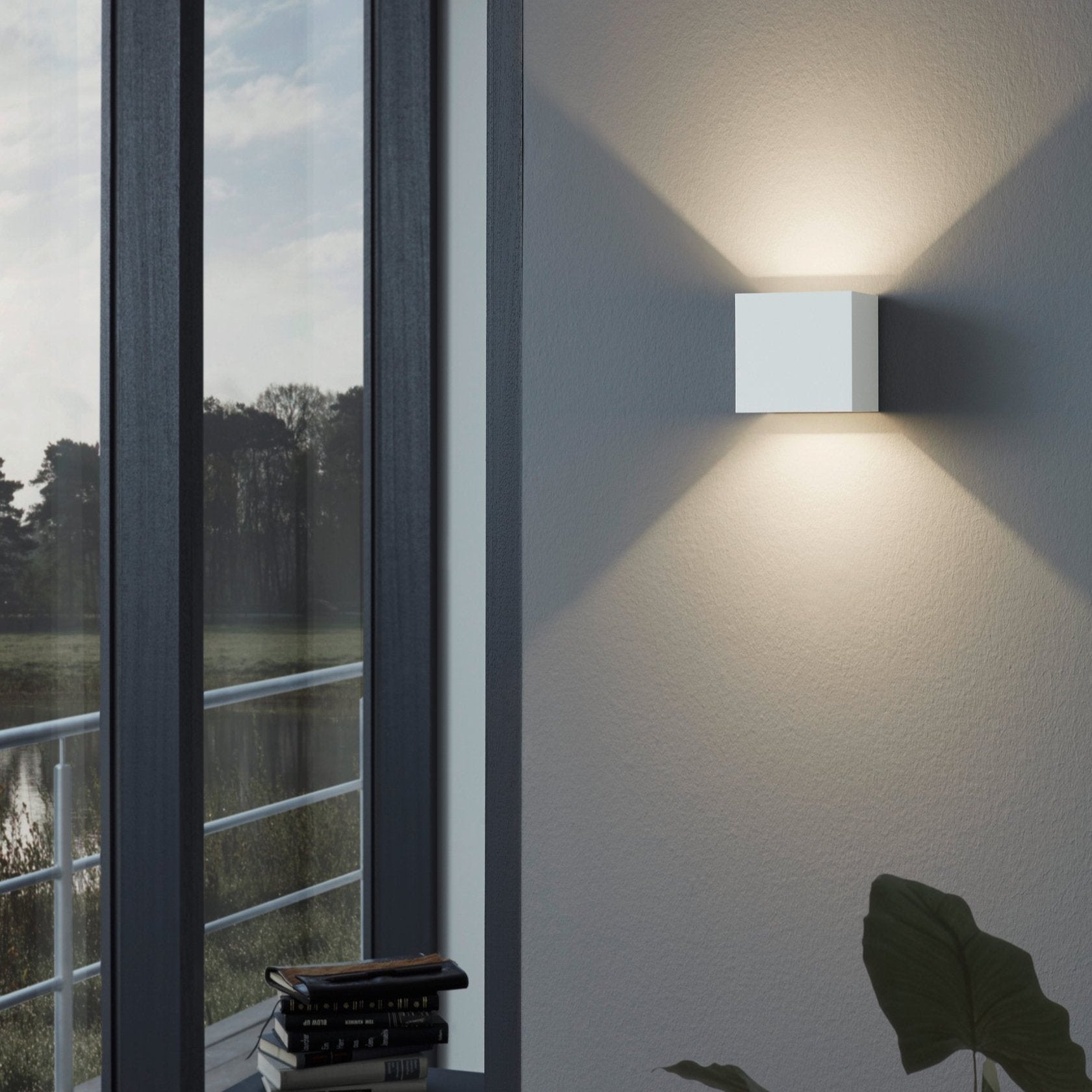 eglo calpino ip54 white square outdoor led wall light