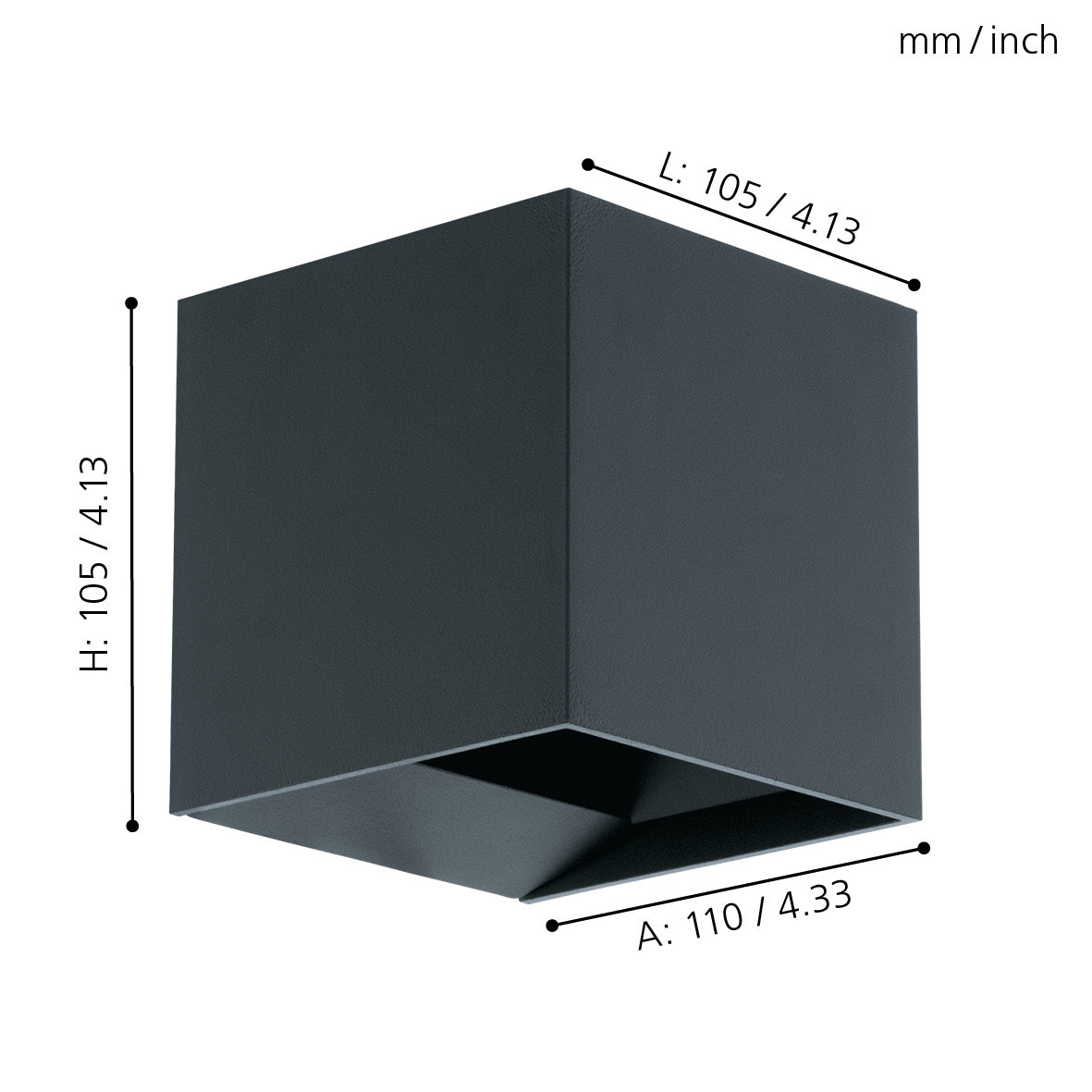 eglo calpino ip54 grey square outdoor led wall light Kitchen Lighting Close Up
