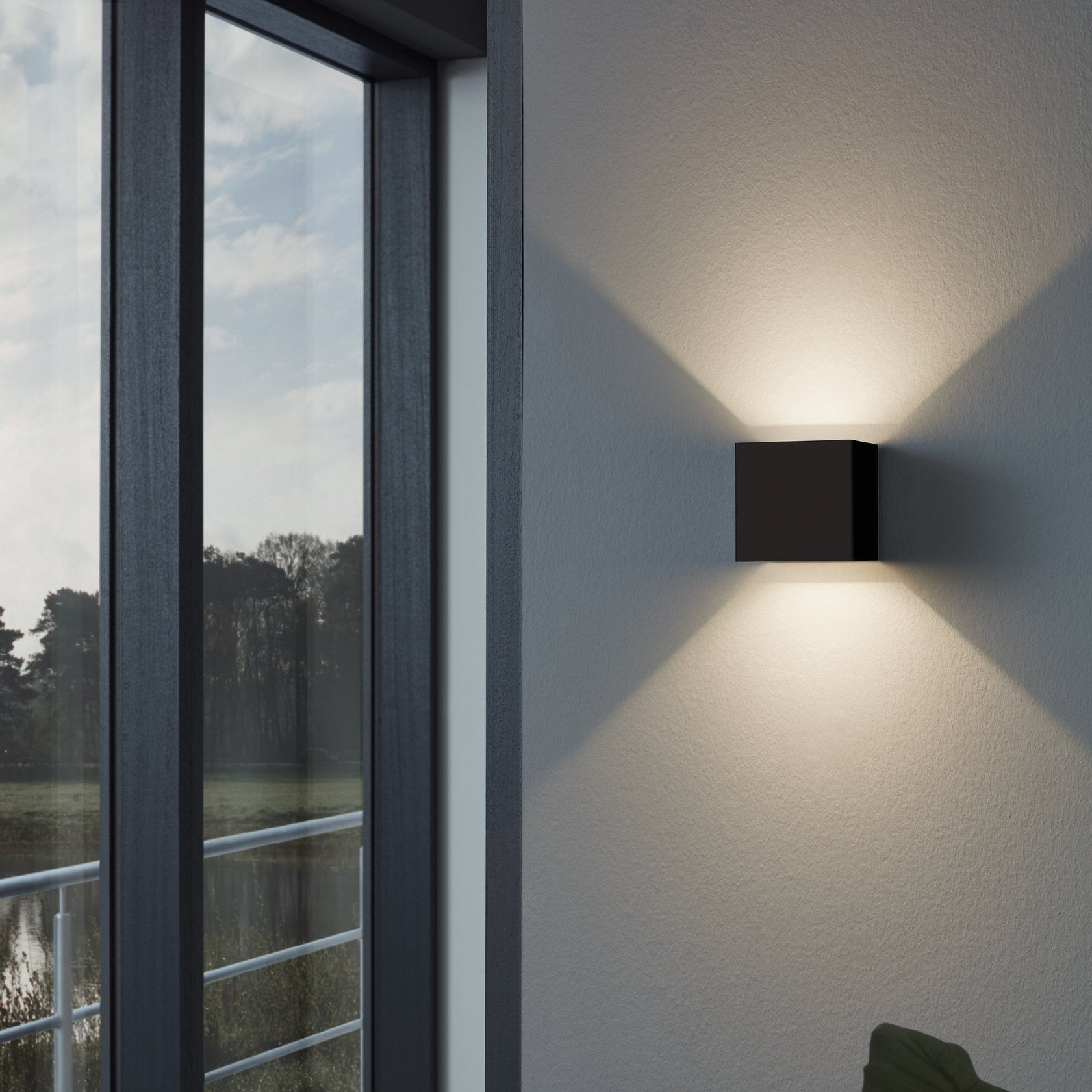 eglo calpino ip54 grey square outdoor led wall light