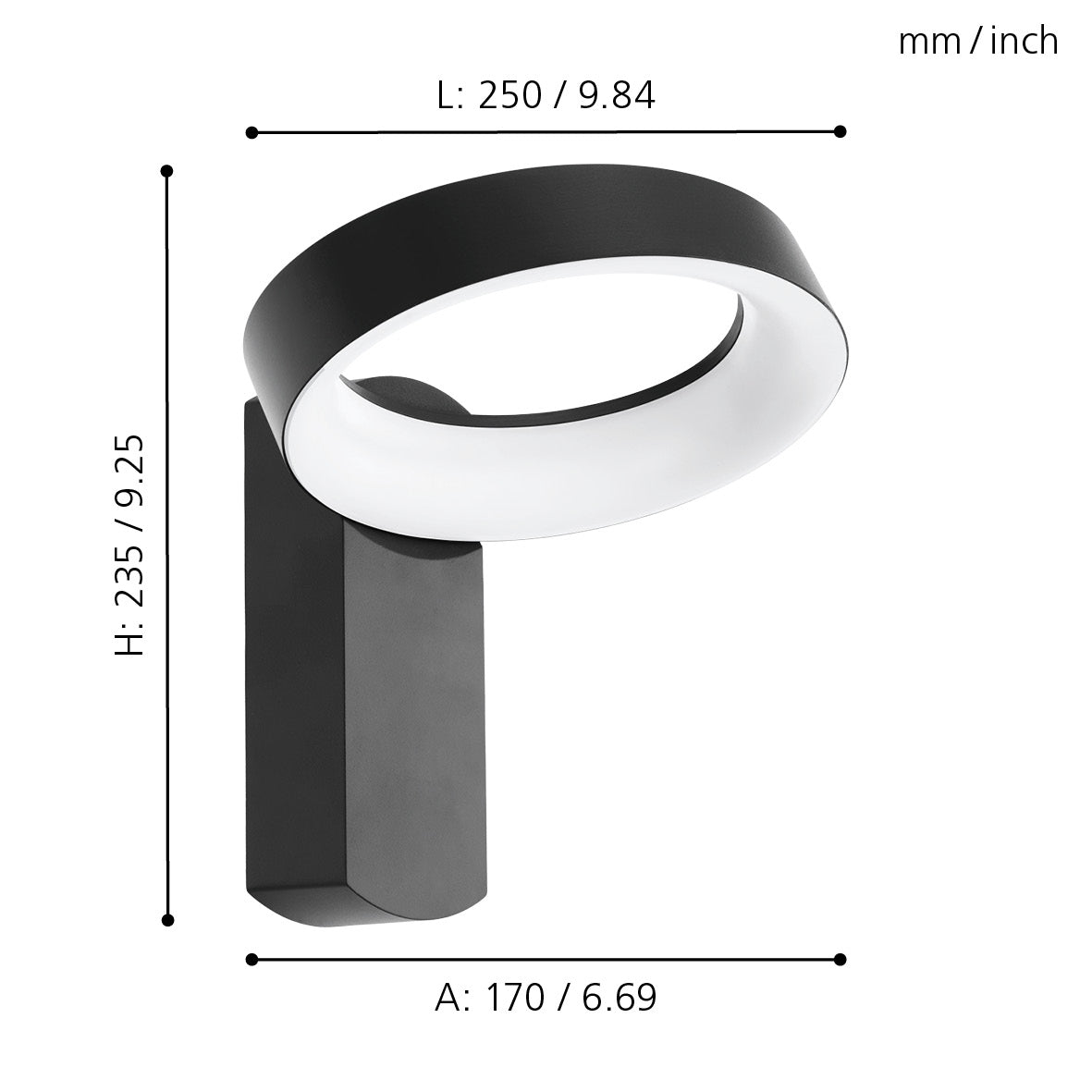 eglo pernate grey led outdoor wall light ip44 living room close up