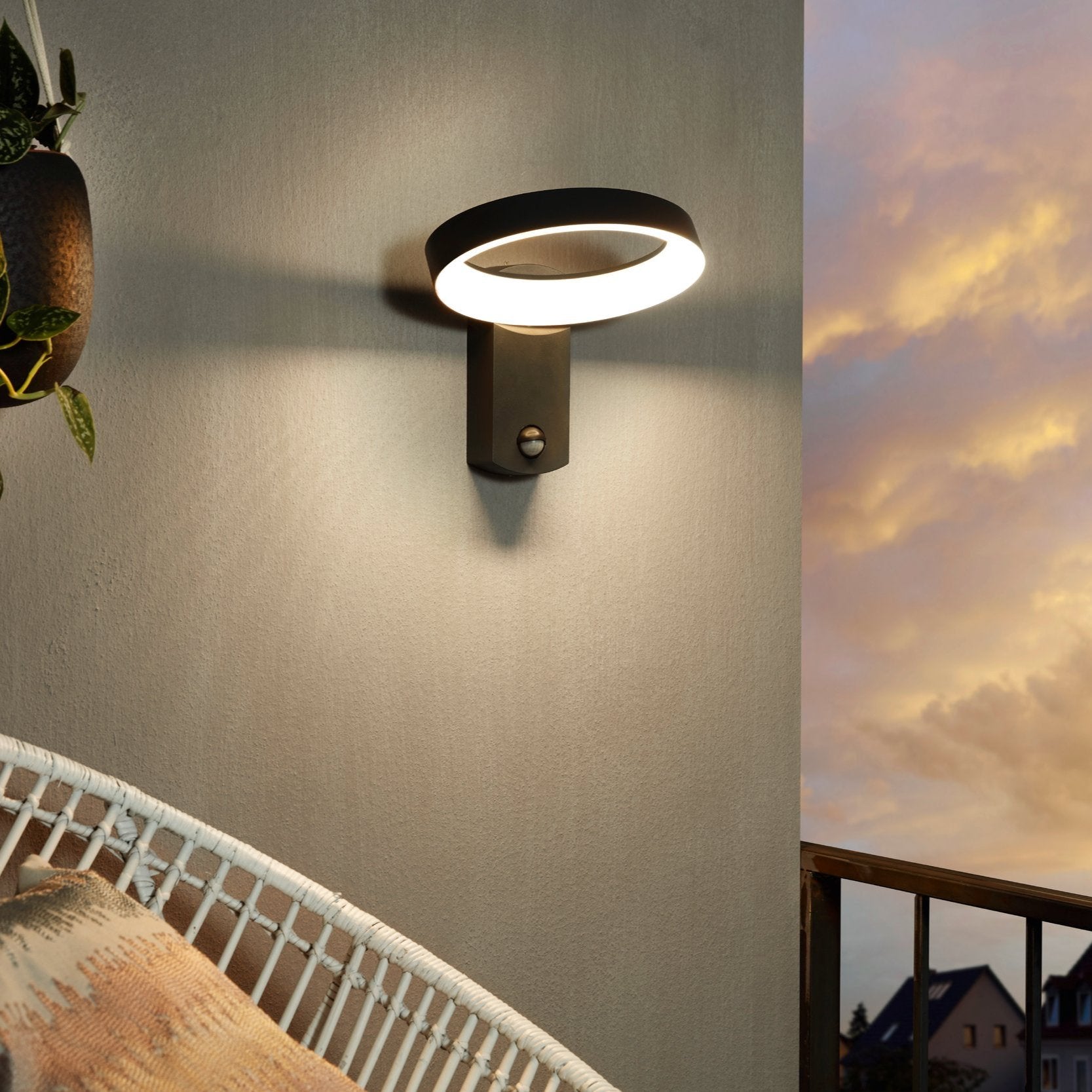eglo pernate grey led pir outdoor wall light