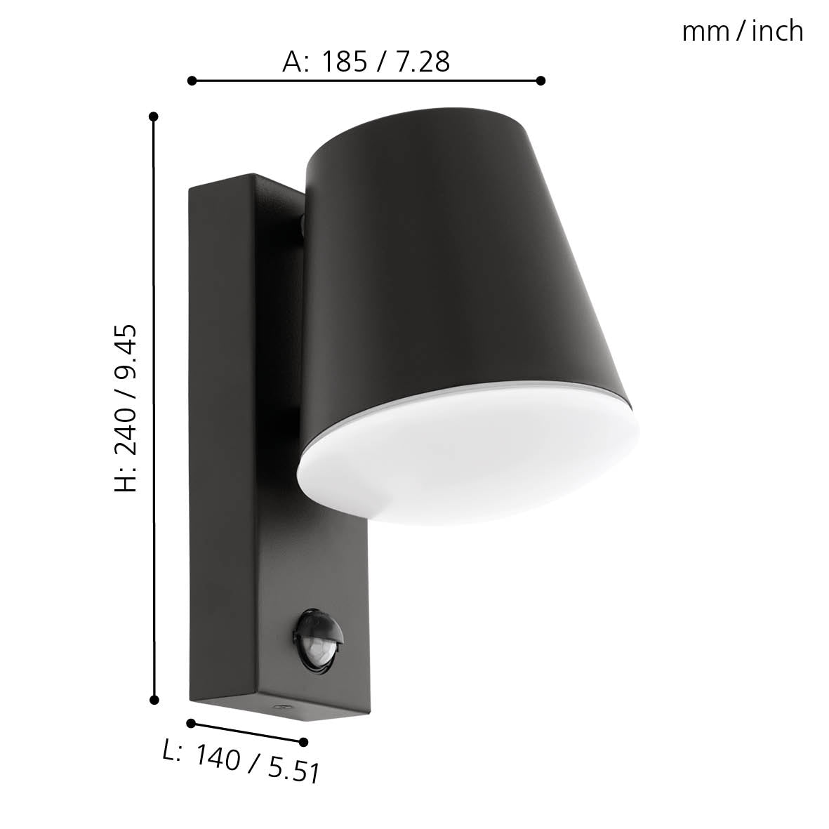 eglo caldiero ip44 grey led outdoor pir wall light