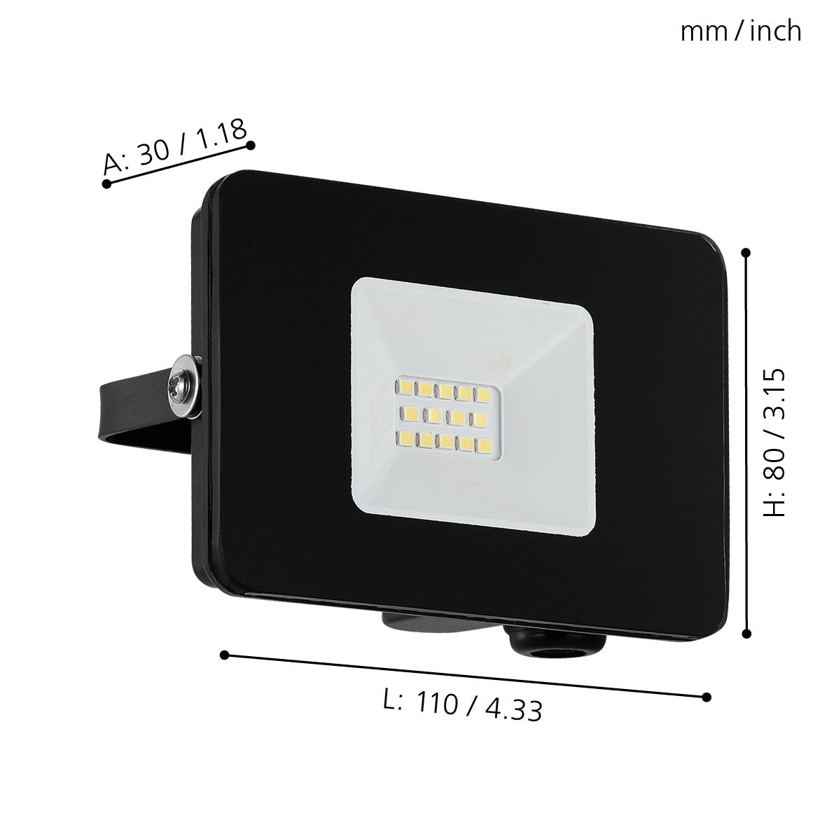 eglo faedo 3 ip65 outdoor led black flood light 10w living room close up