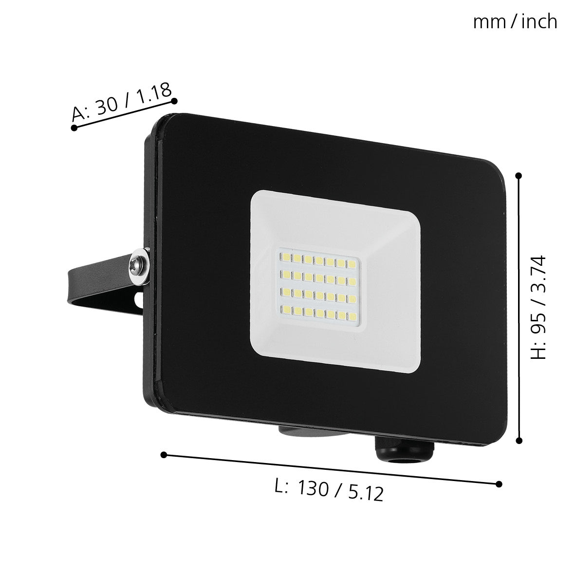 eglo faedo 3 ip65 outdoor led black flood light 21w living room close up