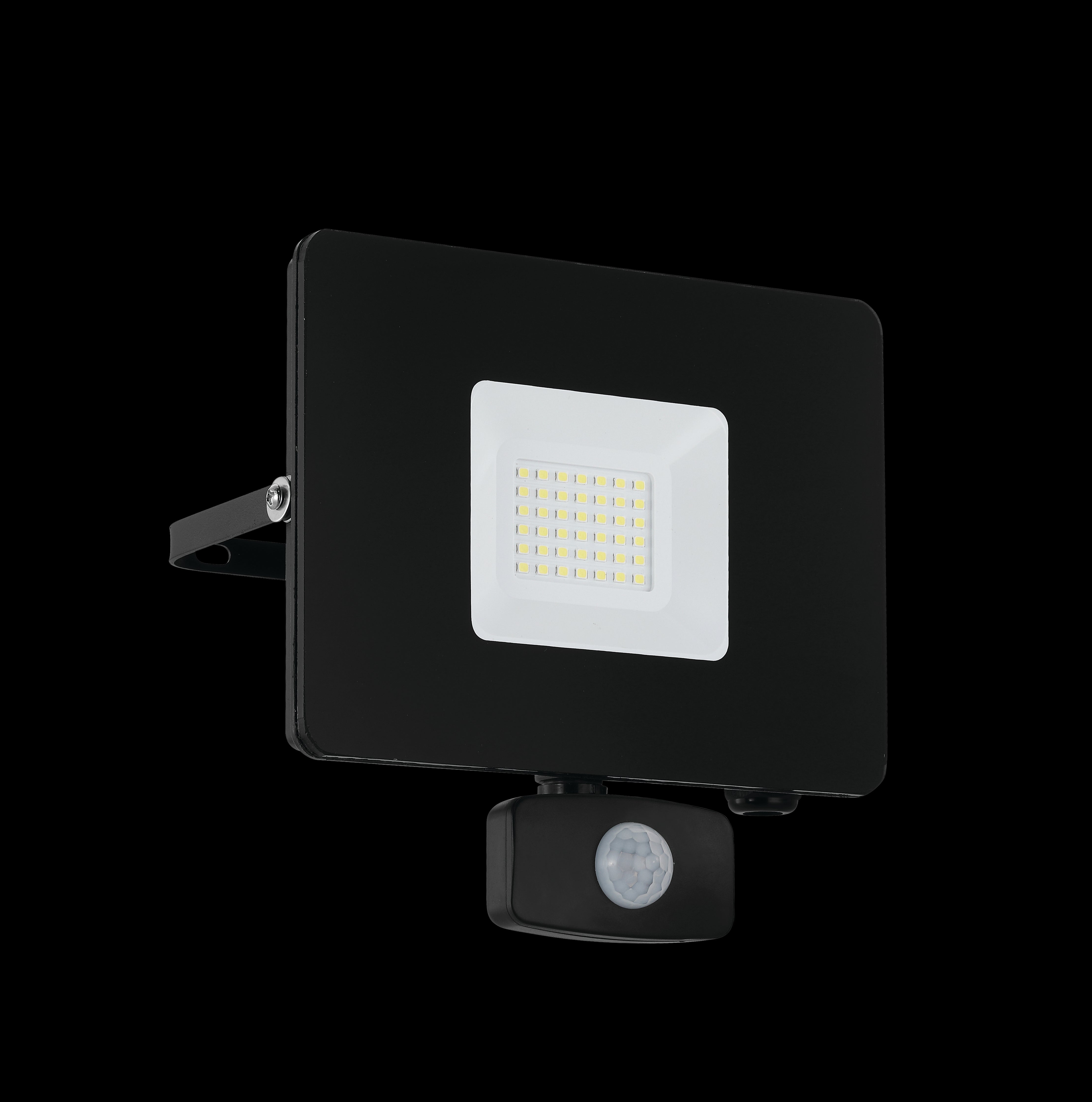 eglo faedo 3 ip44 outdoor led black pir flood light 31w living room image