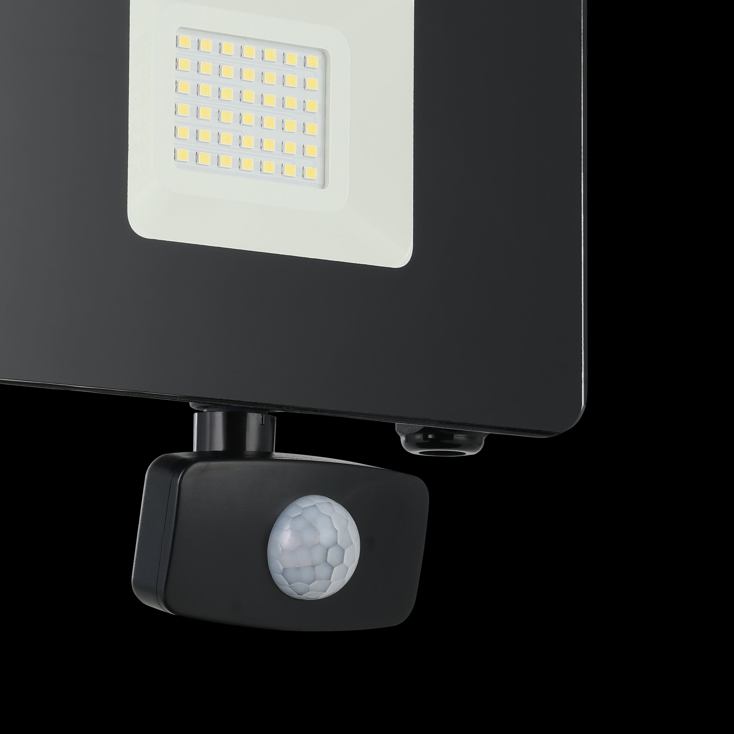 eglo faedo 3 ip44 outdoor led black pir flood light 31w Hallway Lighting Close up