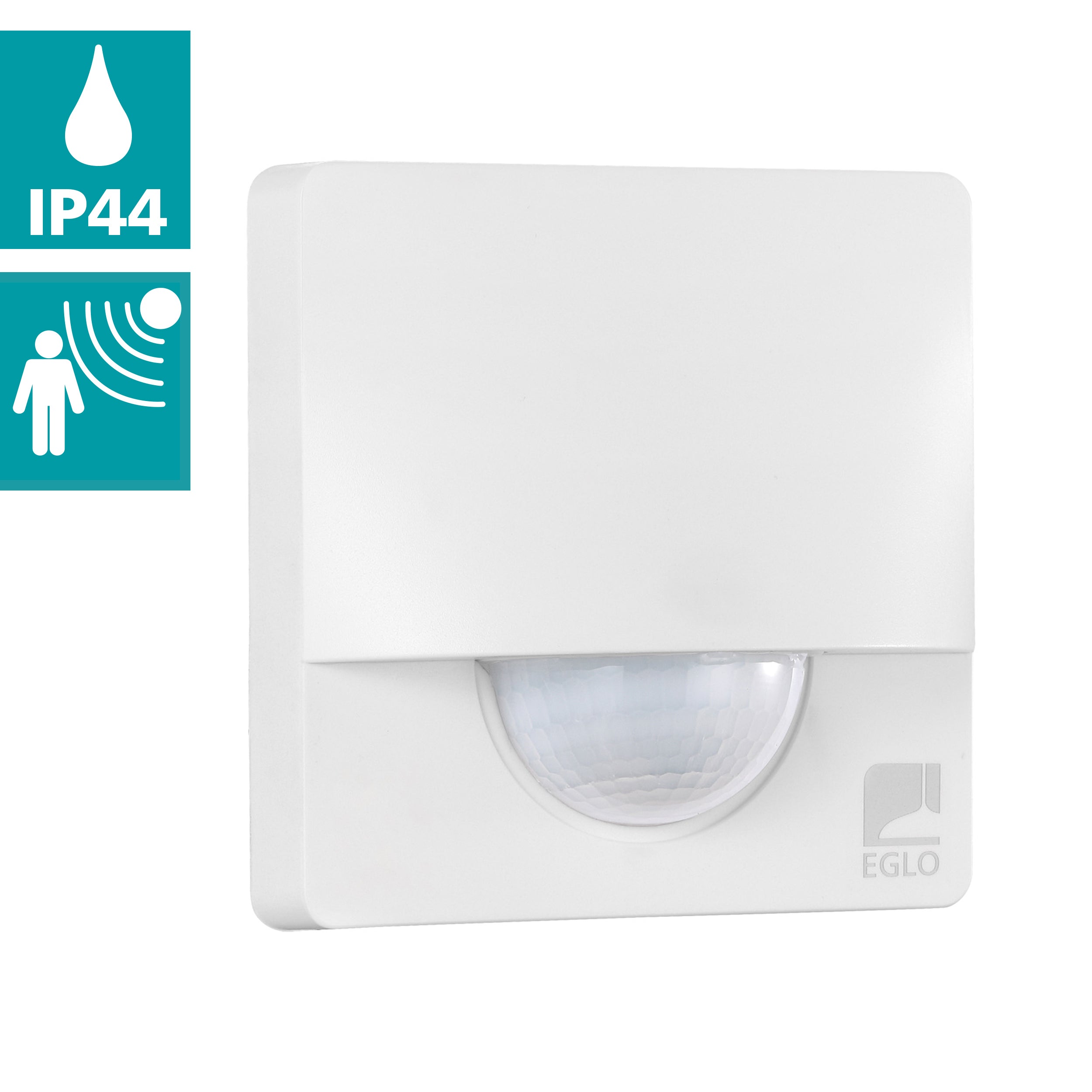 eglo detect me 3 ip44 white square pir light sensor living room close up