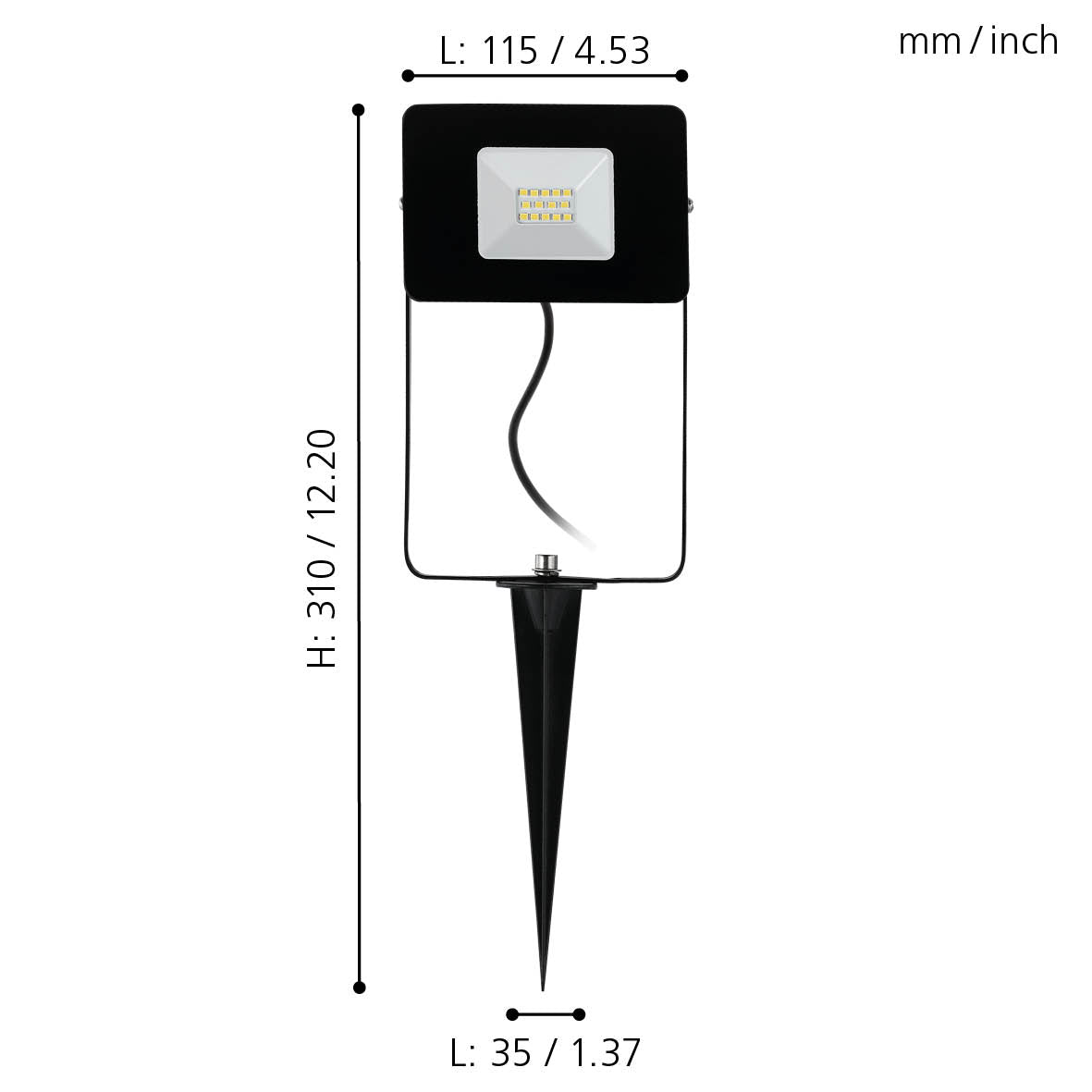 eglo faedo 4 ip65 led black ground spike flood light kitchen lighting 