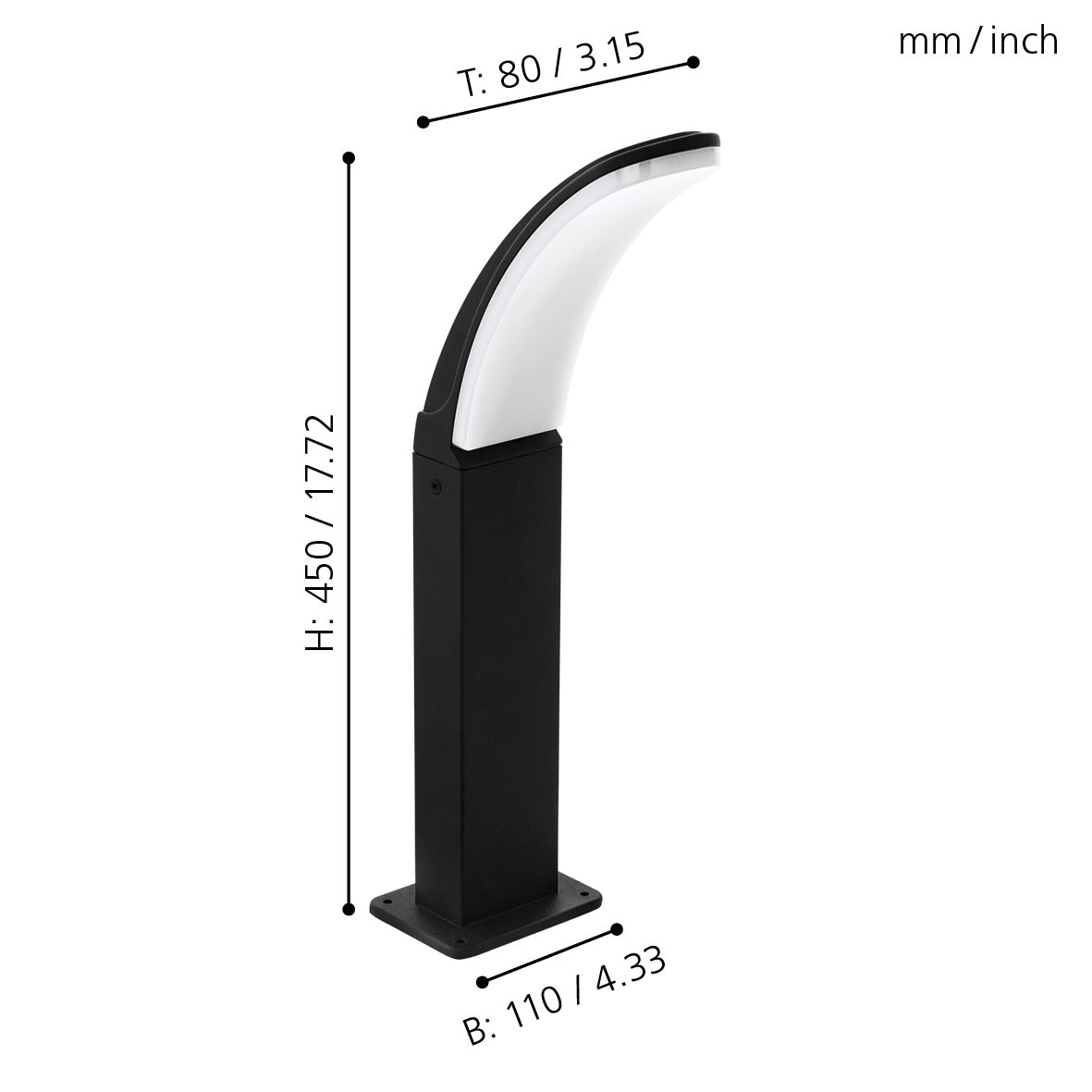 eglo fiumicino ip44 black led pedestal light living room close up